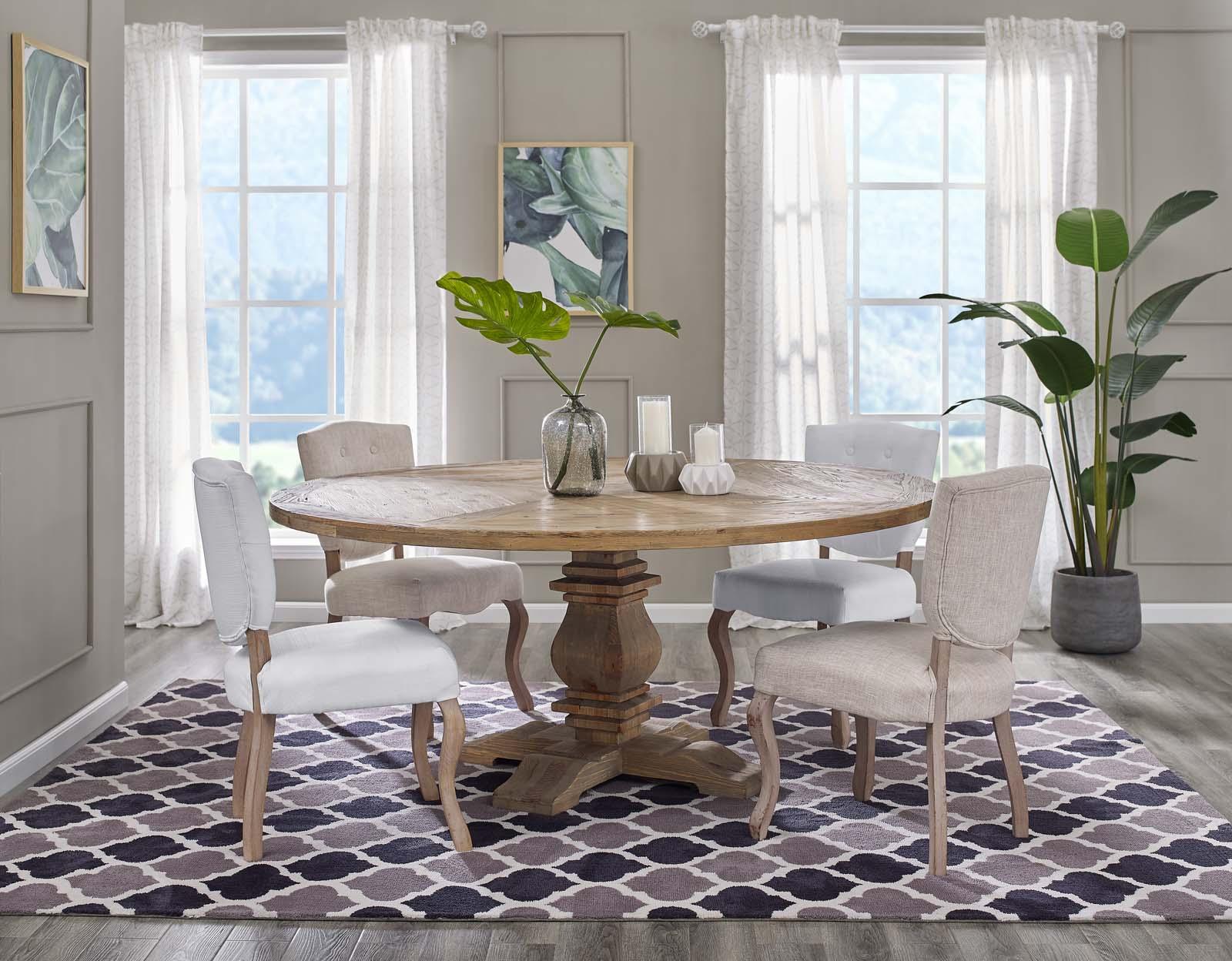Modway Column 71" Round Pine Wood Dining Table FredCo