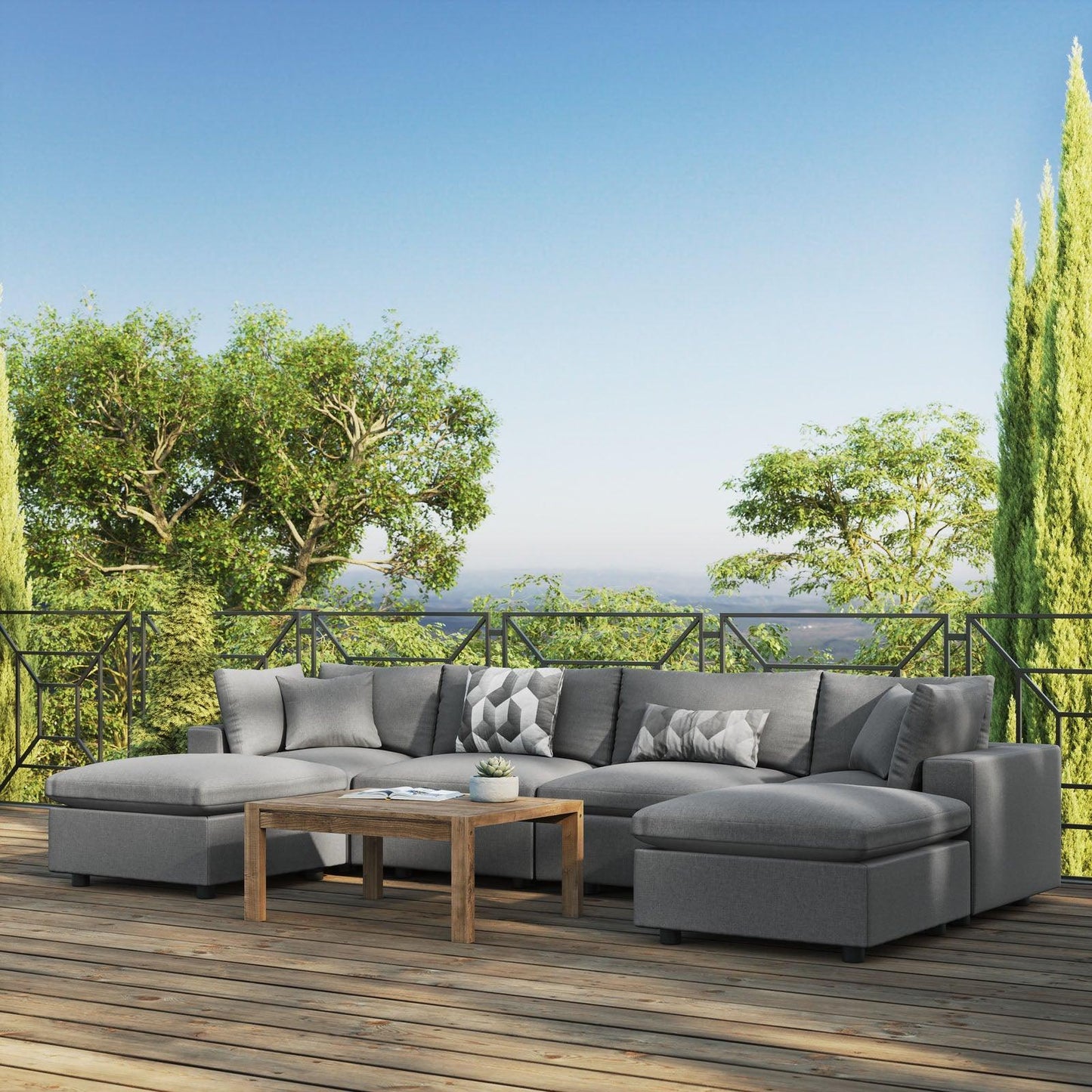 Modway Commix 6-Piece Outdoor Patio Sectional Sofa FredCo