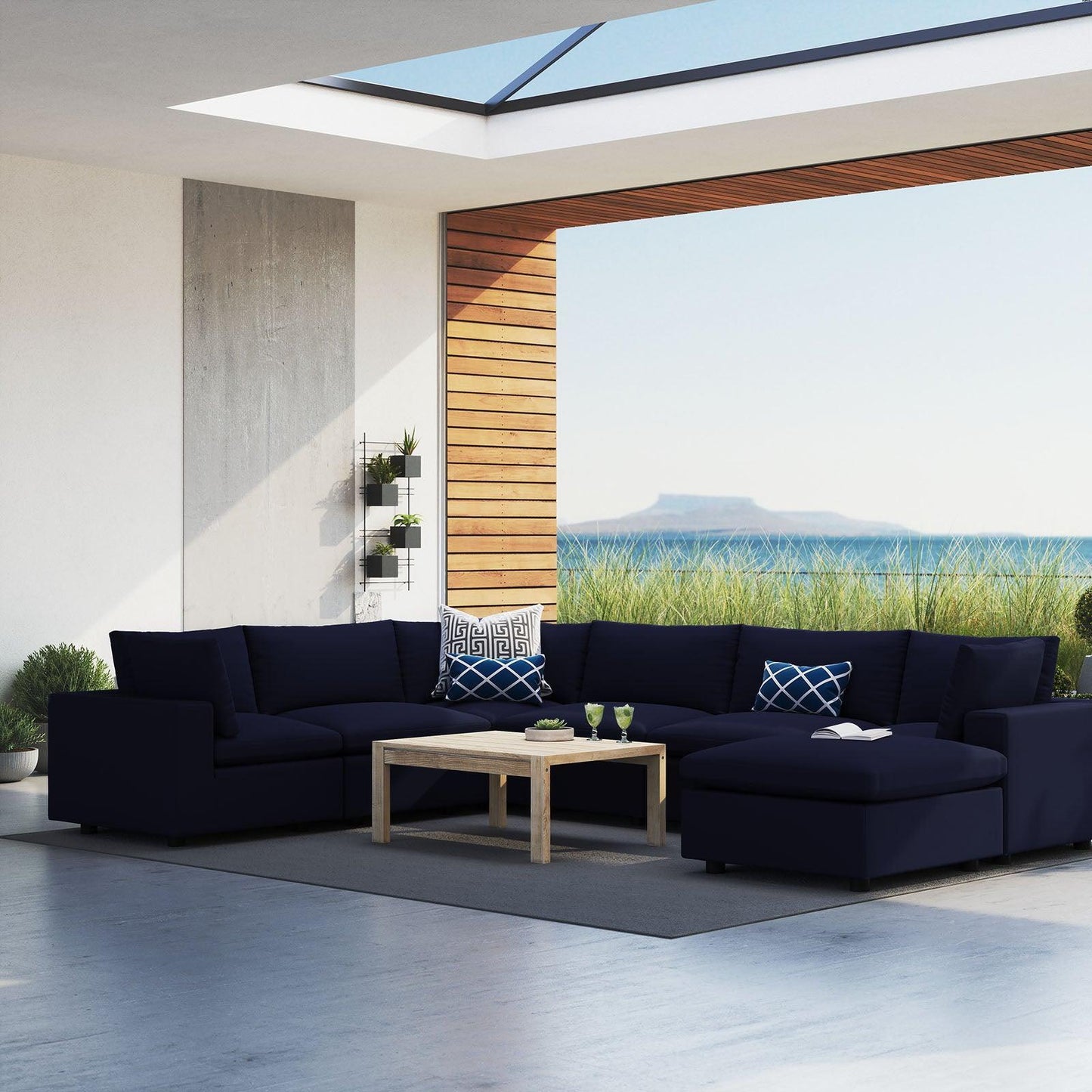 Modway Commix 7-Piece Sunbrella® Outdoor Patio Sectional Sofa FredCo