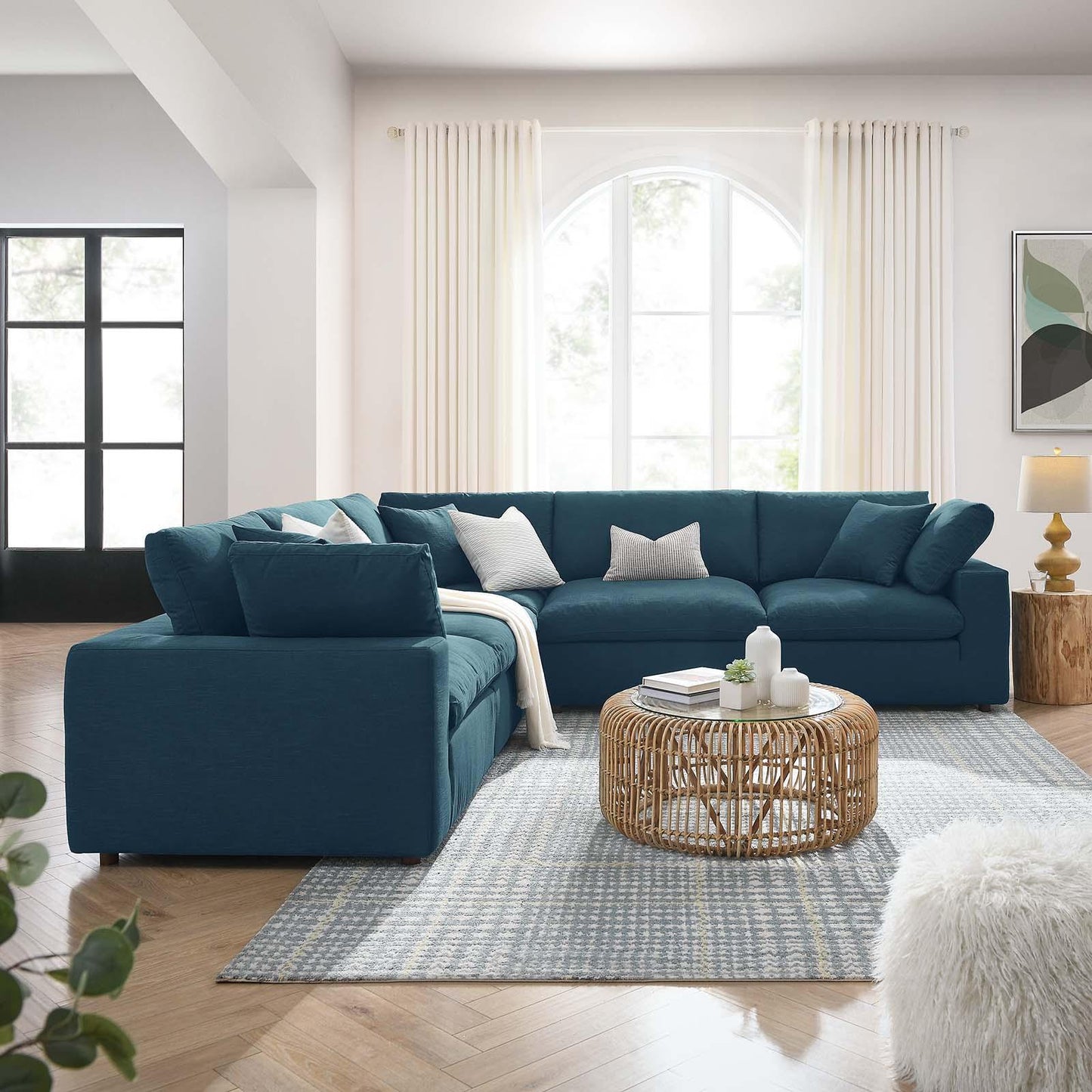 Modway Commix Down Filled Overstuffed 5 Piece 5-Piece Sectional Sofa FredCo
