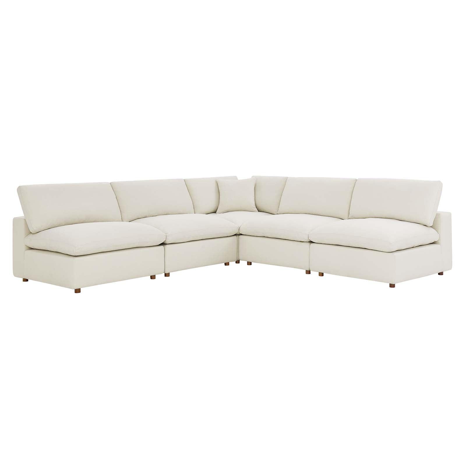 Modway Commix Down Filled Overstuffed 5-Piece Armless Sectional Sofa FredCo