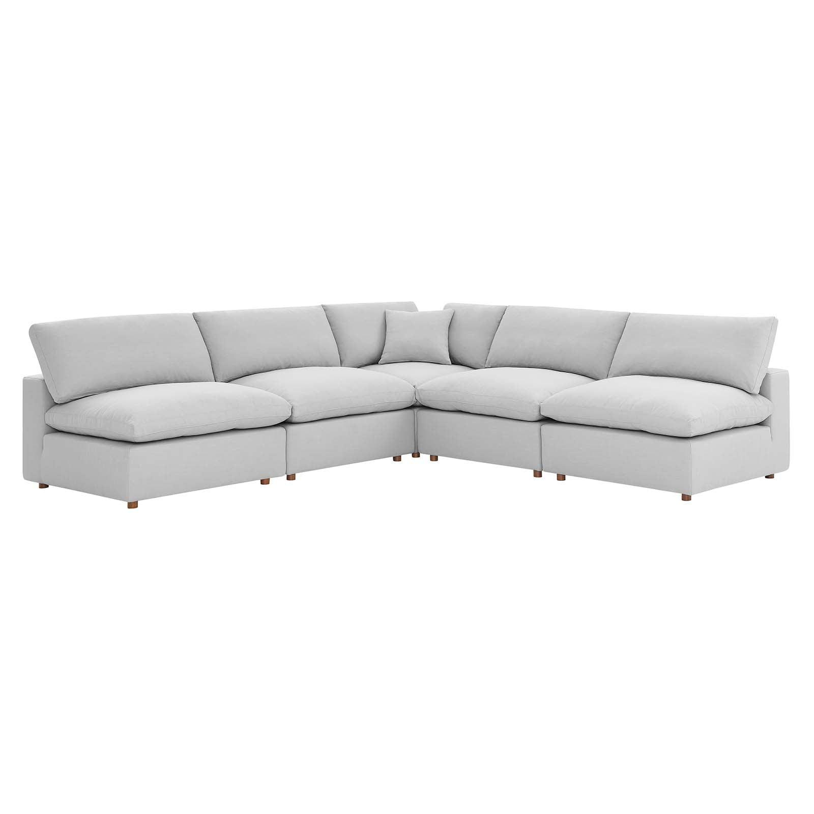 Modway Commix Down Filled Overstuffed 5-Piece Armless Sectional Sofa FredCo
