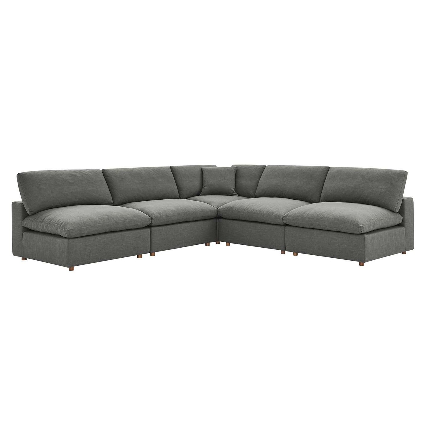 Modway Commix Down Filled Overstuffed 5-Piece Armless Sectional Sofa FredCo