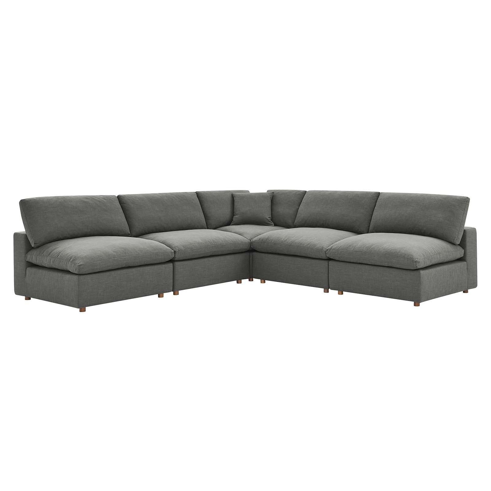 Modway Commix Down Filled Overstuffed 5-Piece Armless Sectional Sofa FredCo