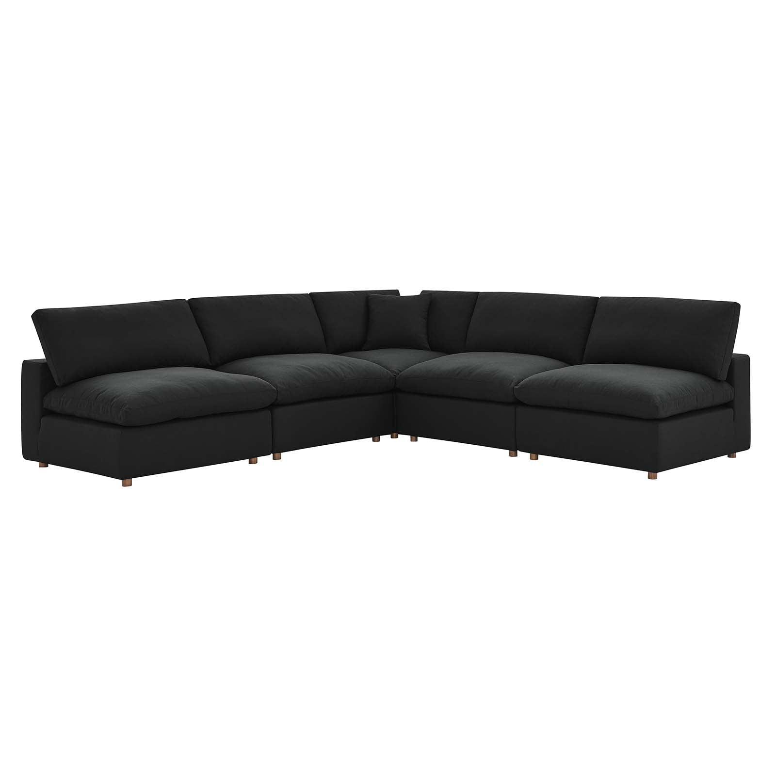 Modway Commix Down Filled Overstuffed 5-Piece Armless Sectional Sofa FredCo