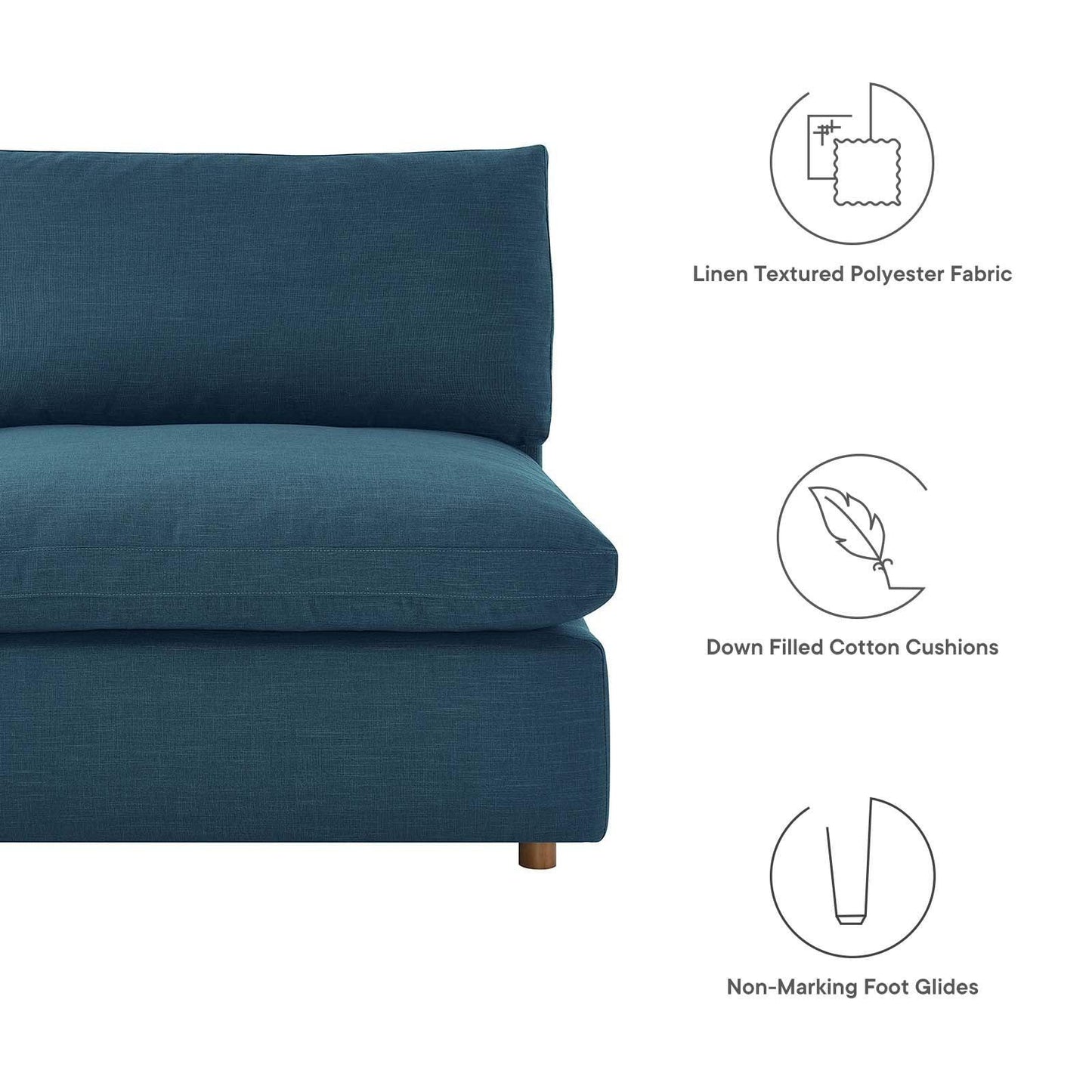 Modway Commix Down Filled Overstuffed 5-Piece Armless Sectional Sofa FredCo