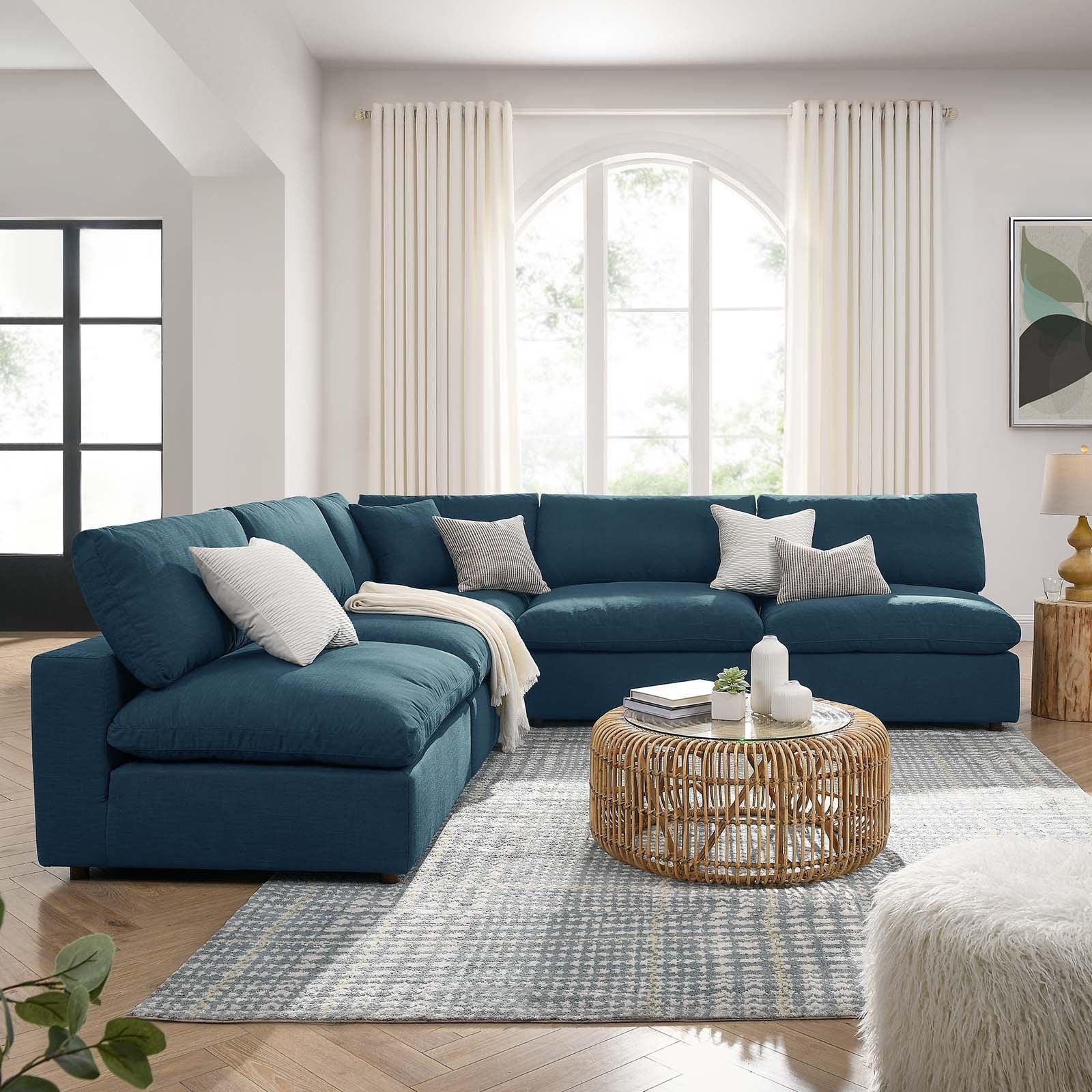 Modway Commix Down Filled Overstuffed 5-Piece Armless Sectional Sofa FredCo