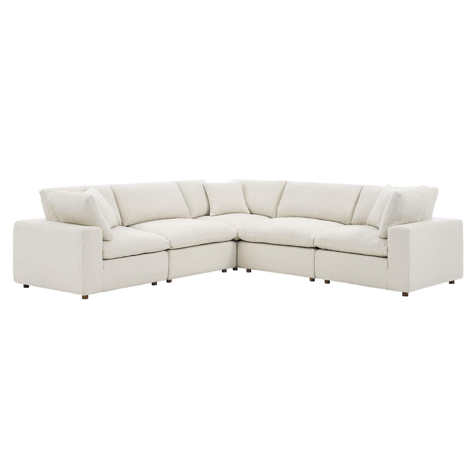 Modway Commix Down Filled Overstuffed Boucle 5-Piece Sectional Sofa FredCo