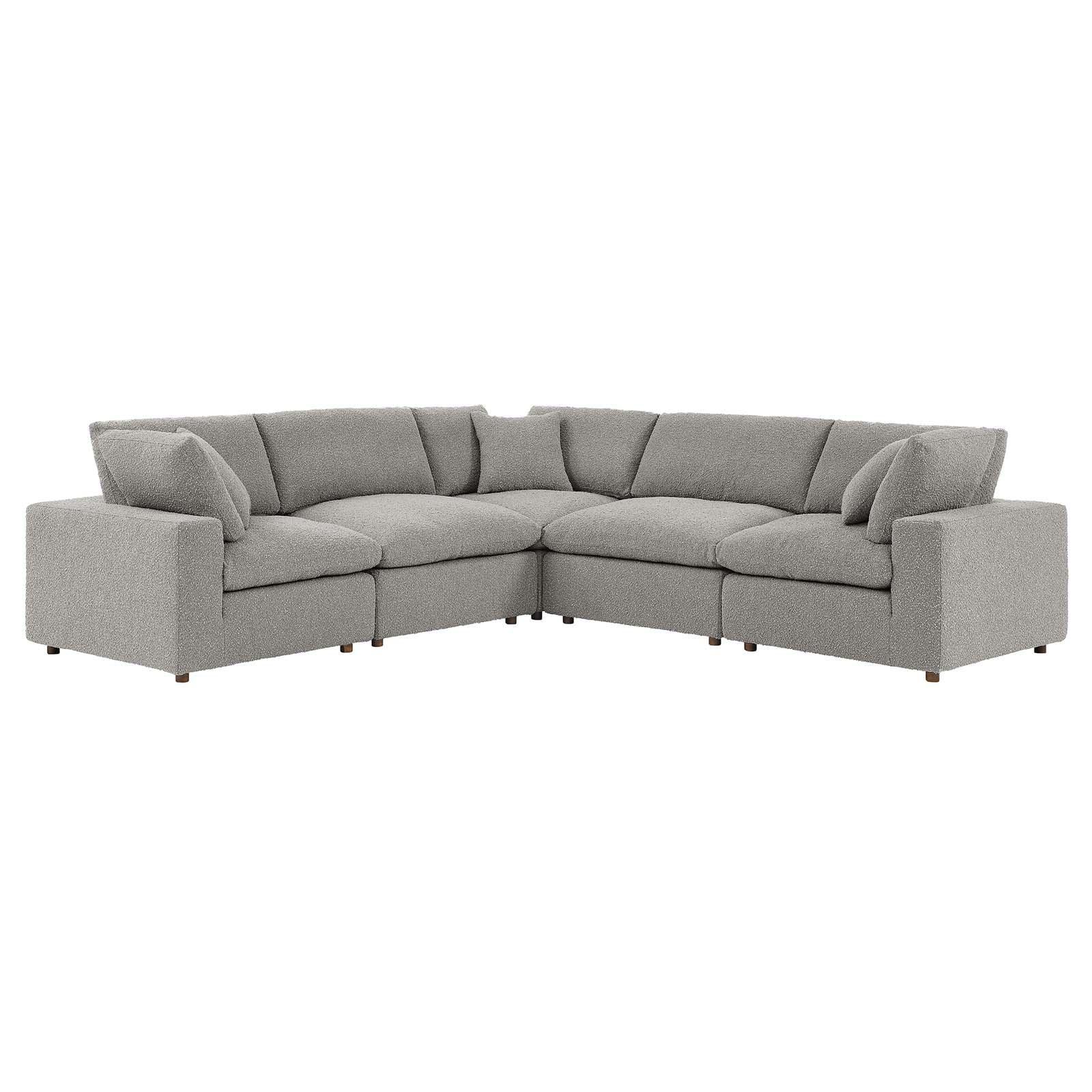 Modway Commix Down Filled Overstuffed Boucle 5-Piece Sectional Sofa FredCo