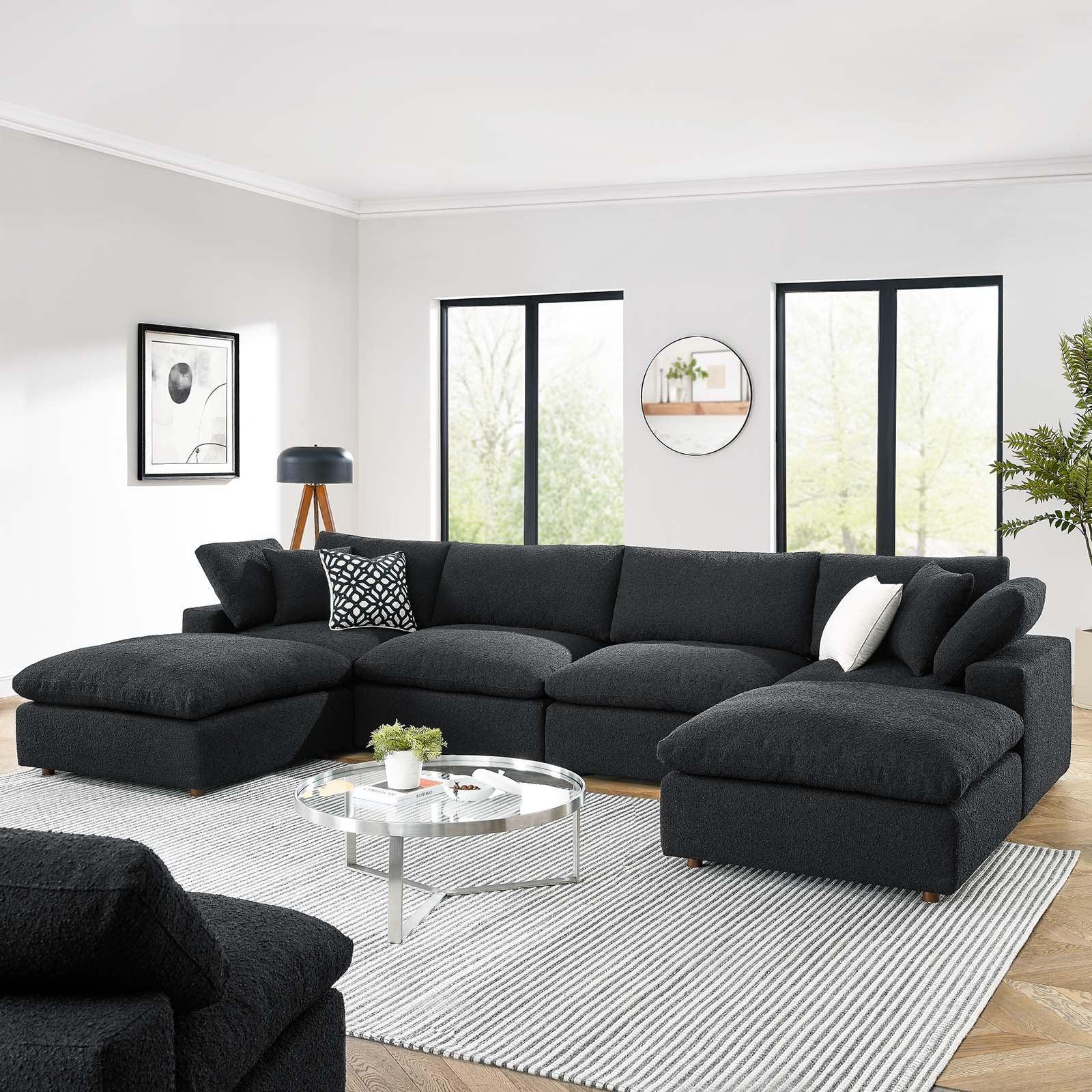 Modway Commix Down Filled Overstuffed Boucle 6-Piece Sectional Sofa FredCo