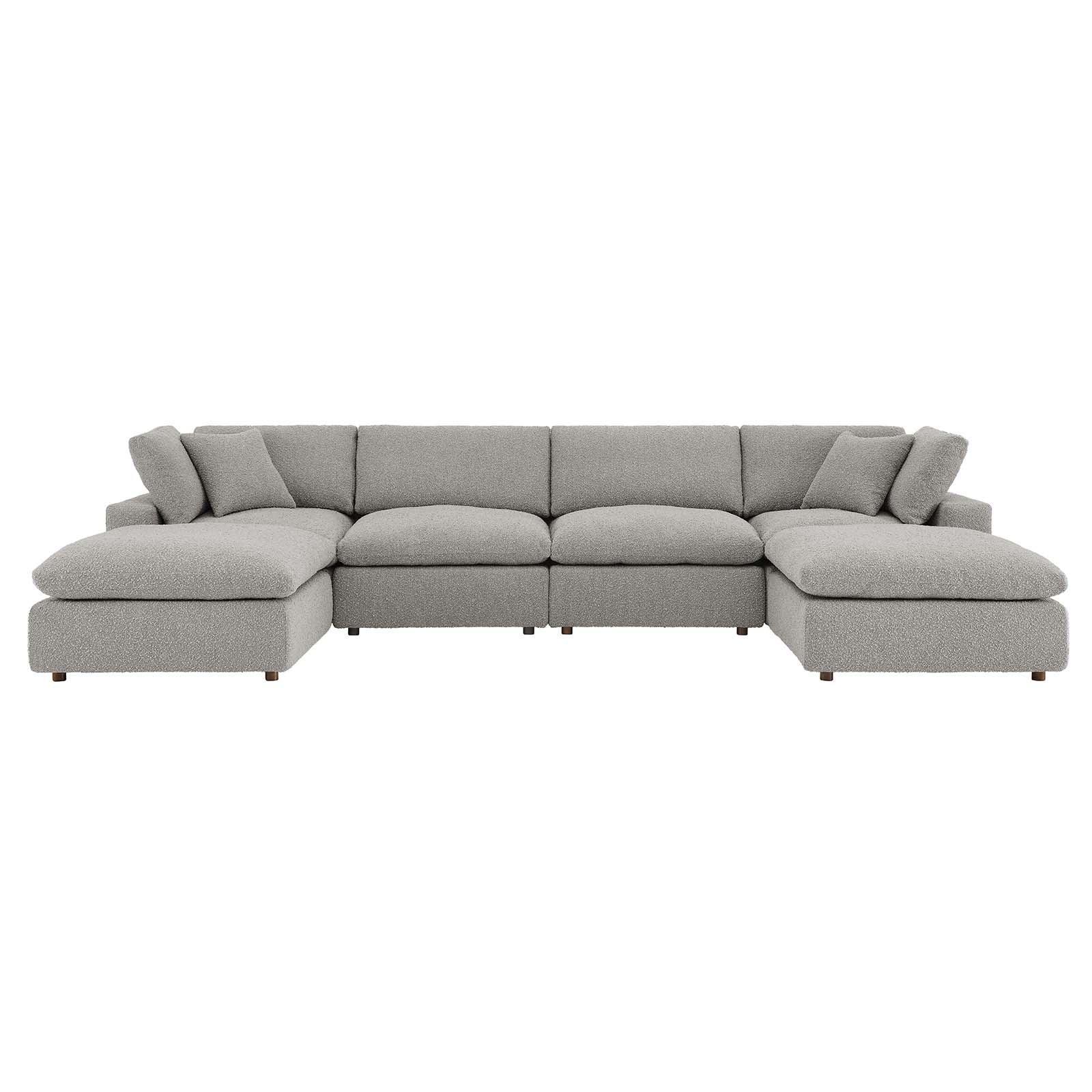 Modway Commix Down Filled Overstuffed Boucle 6-Piece Sectional Sofa FredCo