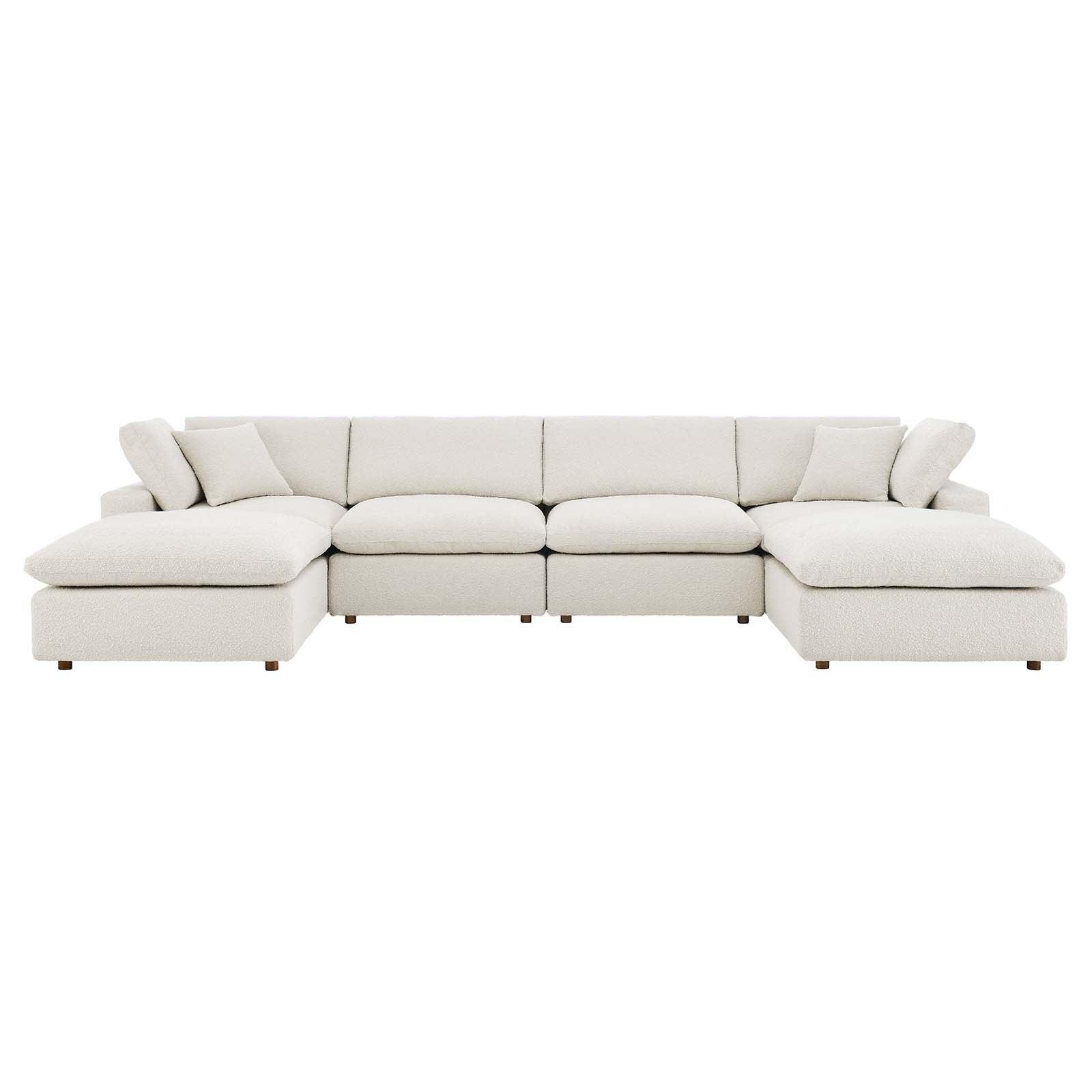 Modway Commix Down Filled Overstuffed Boucle 6-Piece Sectional Sofa FredCo