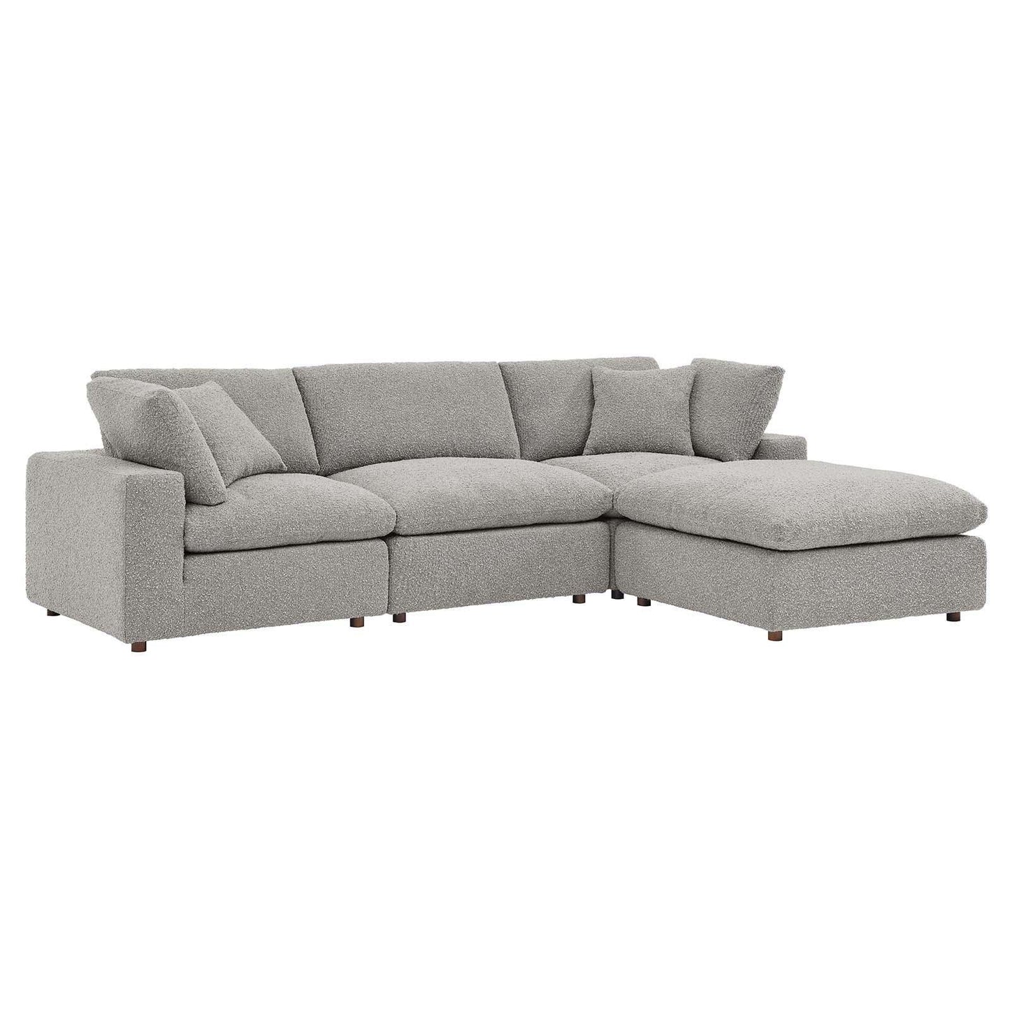 Modway Commix Down Filled Overstuffed Boucle Fabric 4-Piece Sectional Sofa FredCo