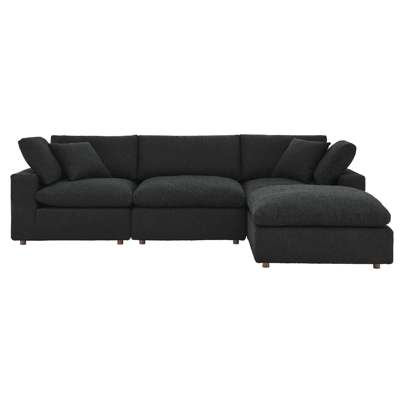 Modway Commix Down Filled Overstuffed Boucle Fabric 4-Piece Sectional Sofa FredCo