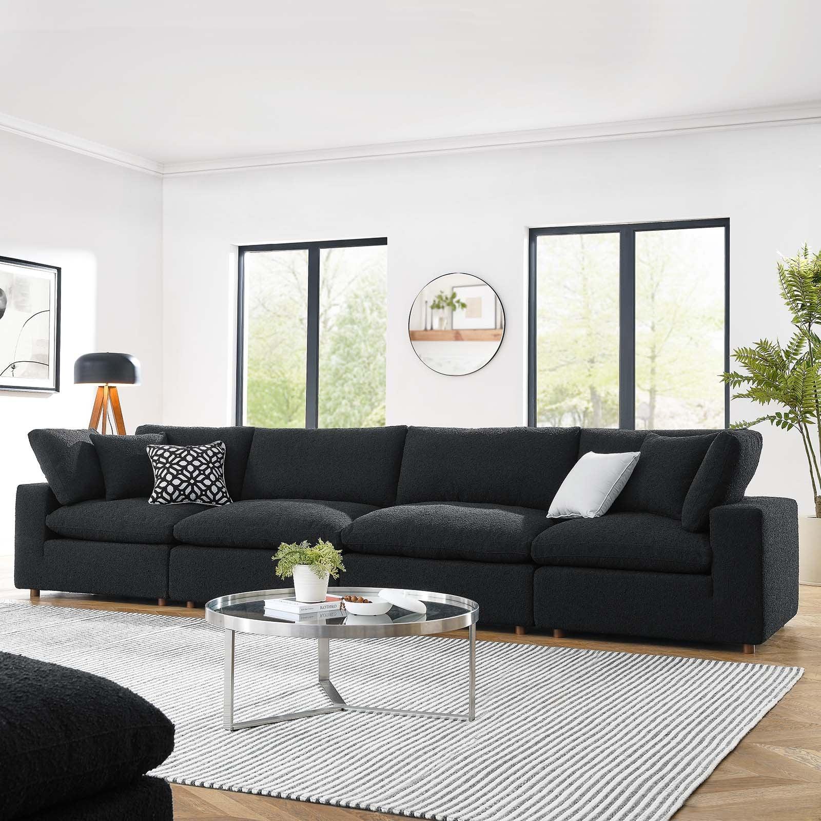 Modway Commix Down Filled Overstuffed Boucle Fabric 4-Seater Sofa FredCo