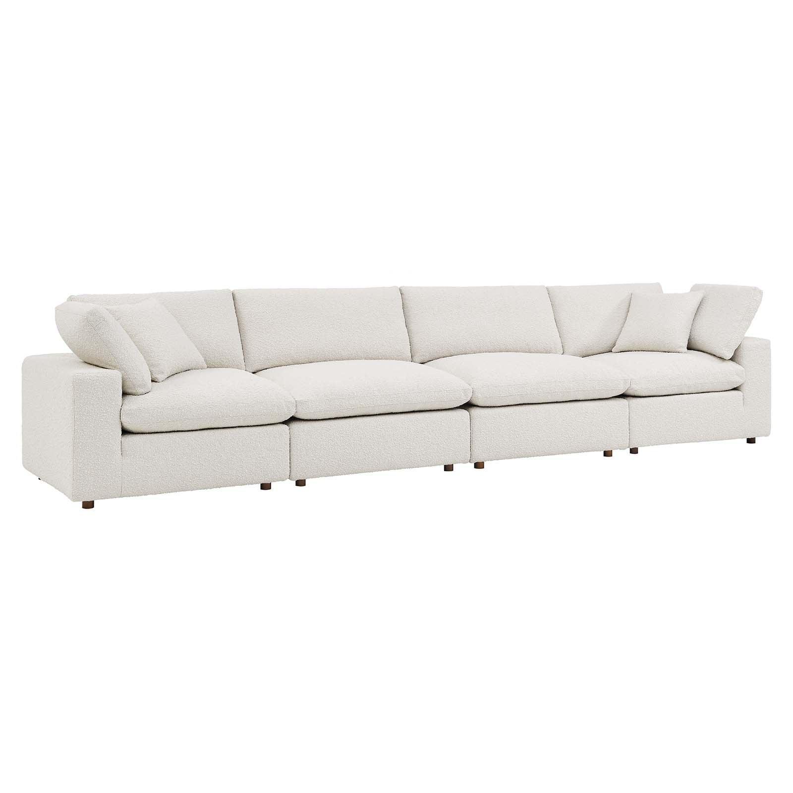 Modway Commix Down Filled Overstuffed Boucle Fabric 4-Seater Sofa FredCo