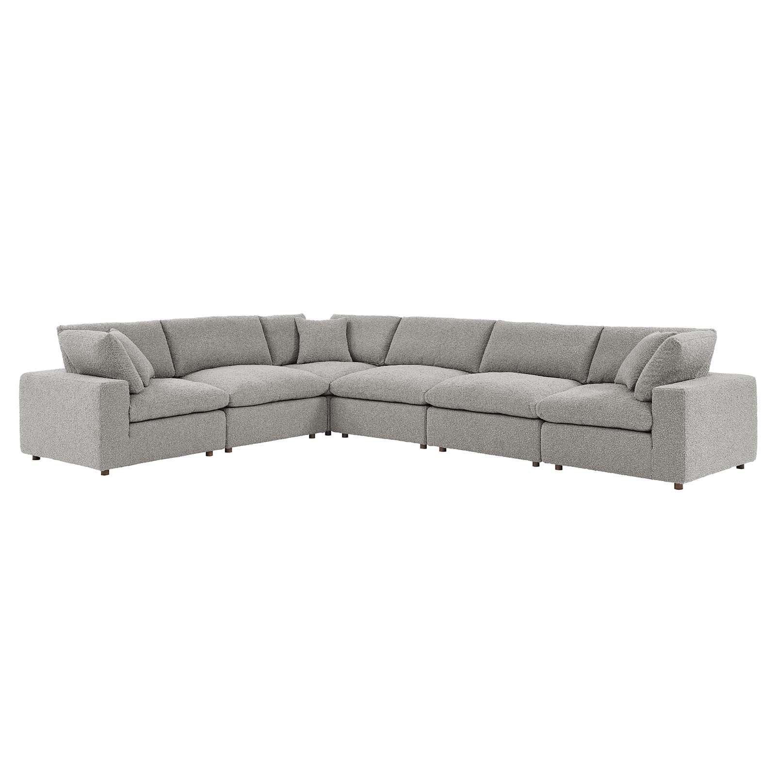 Modway Commix Down Filled Overstuffed Boucle Fabric 6-Piece Sectional Sofa FredCo