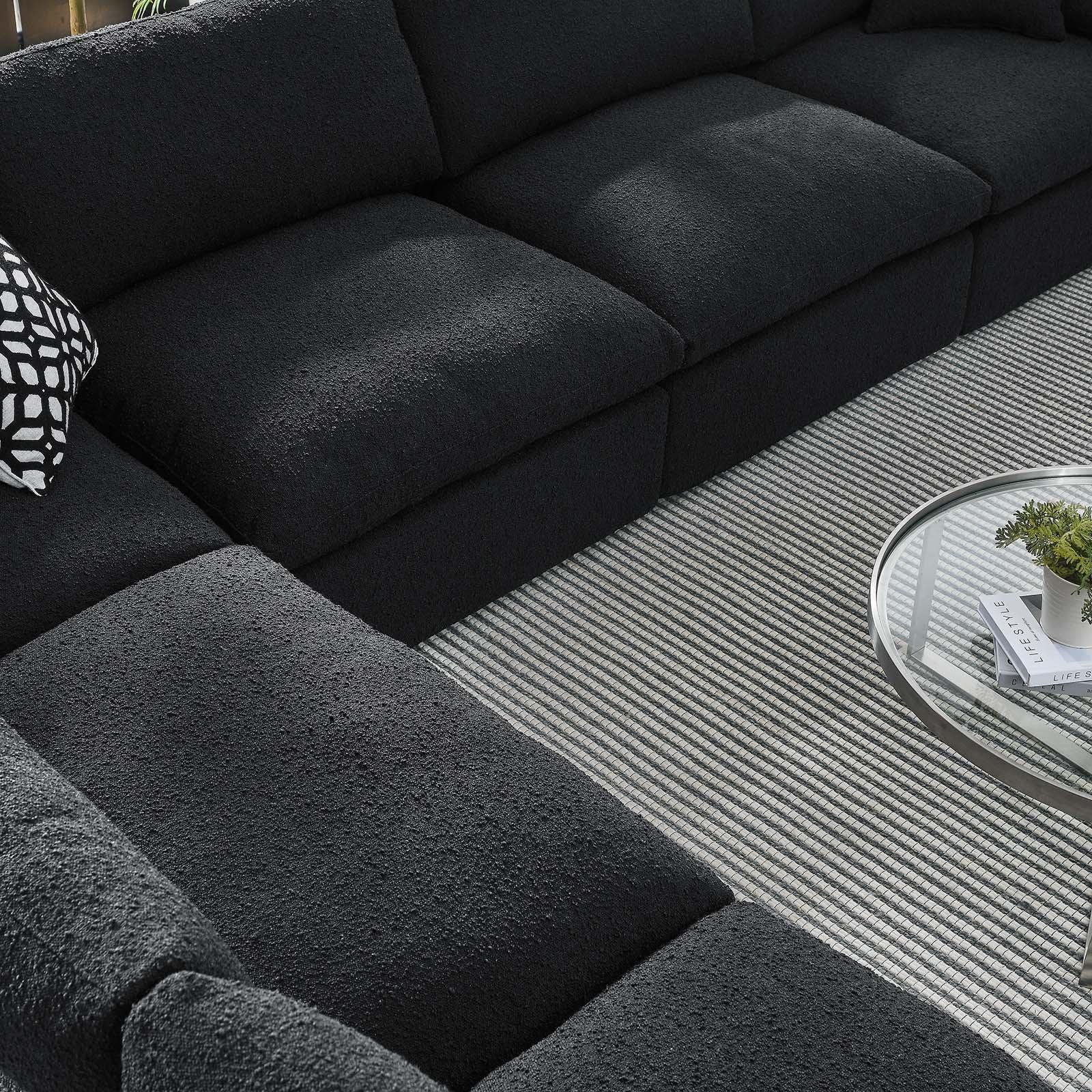 Modway Commix Down Filled Overstuffed Boucle Fabric 6-Piece Sectional Sofa FredCo