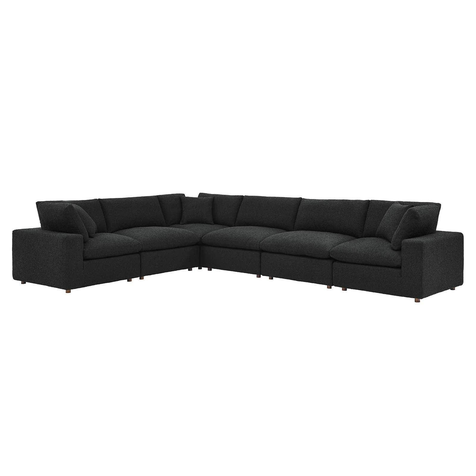 Modway Commix Down Filled Overstuffed Boucle Fabric 6-Piece Sectional Sofa FredCo