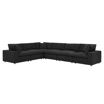 Modway Commix Down Filled Overstuffed Boucle Fabric 6-Piece Sectional Sofa FredCo