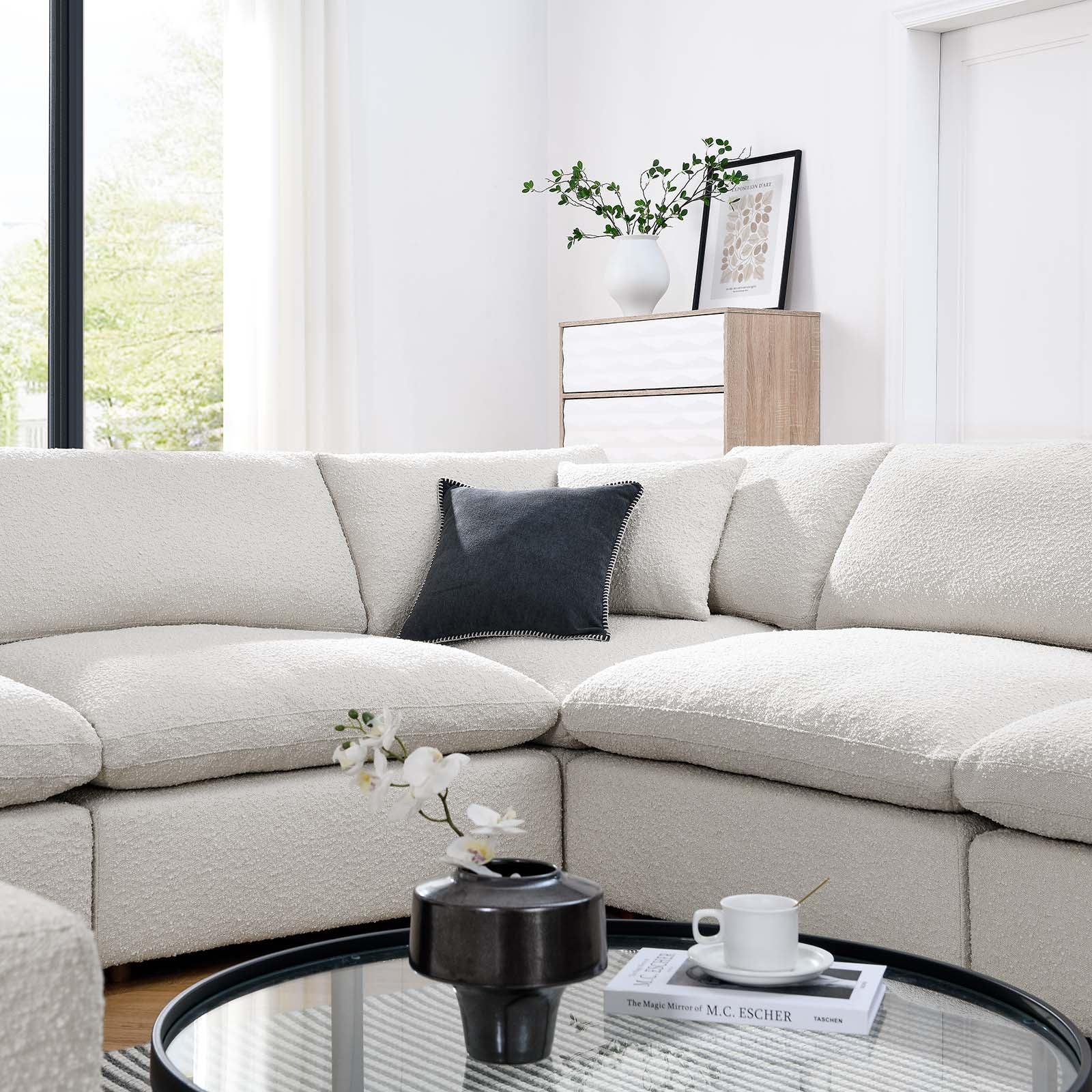 Modway Commix Down Filled Overstuffed Boucle Fabric 8-Piece Sectional Sofa FredCo