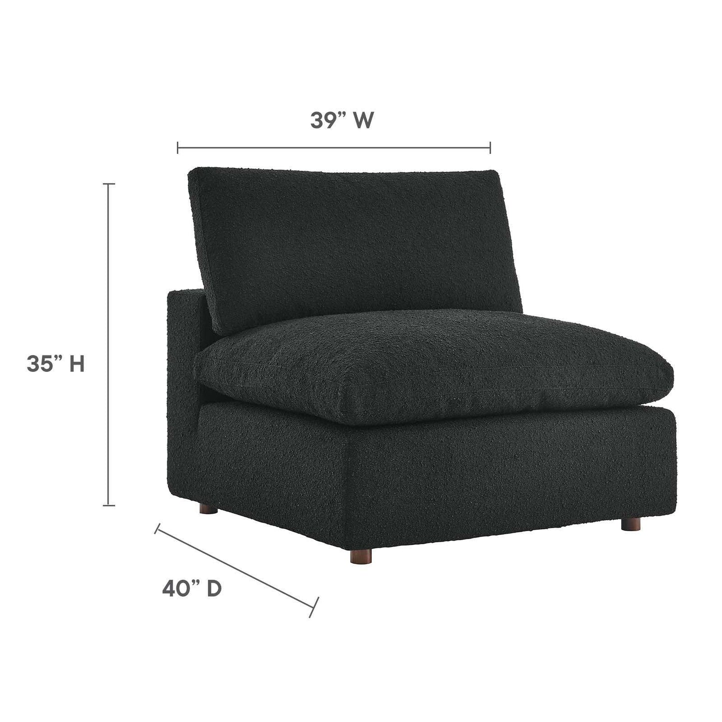 Modway Commix Down Filled Overstuffed Boucle Fabric Armless Chair FredCo
