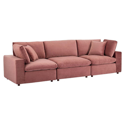 Modway Commix Down Filled Overstuffed Performance Velvet 3-Seater Sofa FredCo