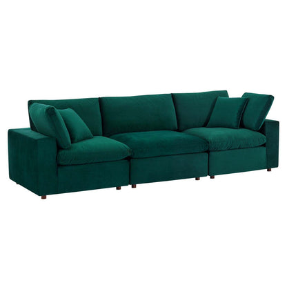 Modway Commix Down Filled Overstuffed Performance Velvet 3-Seater Sofa FredCo