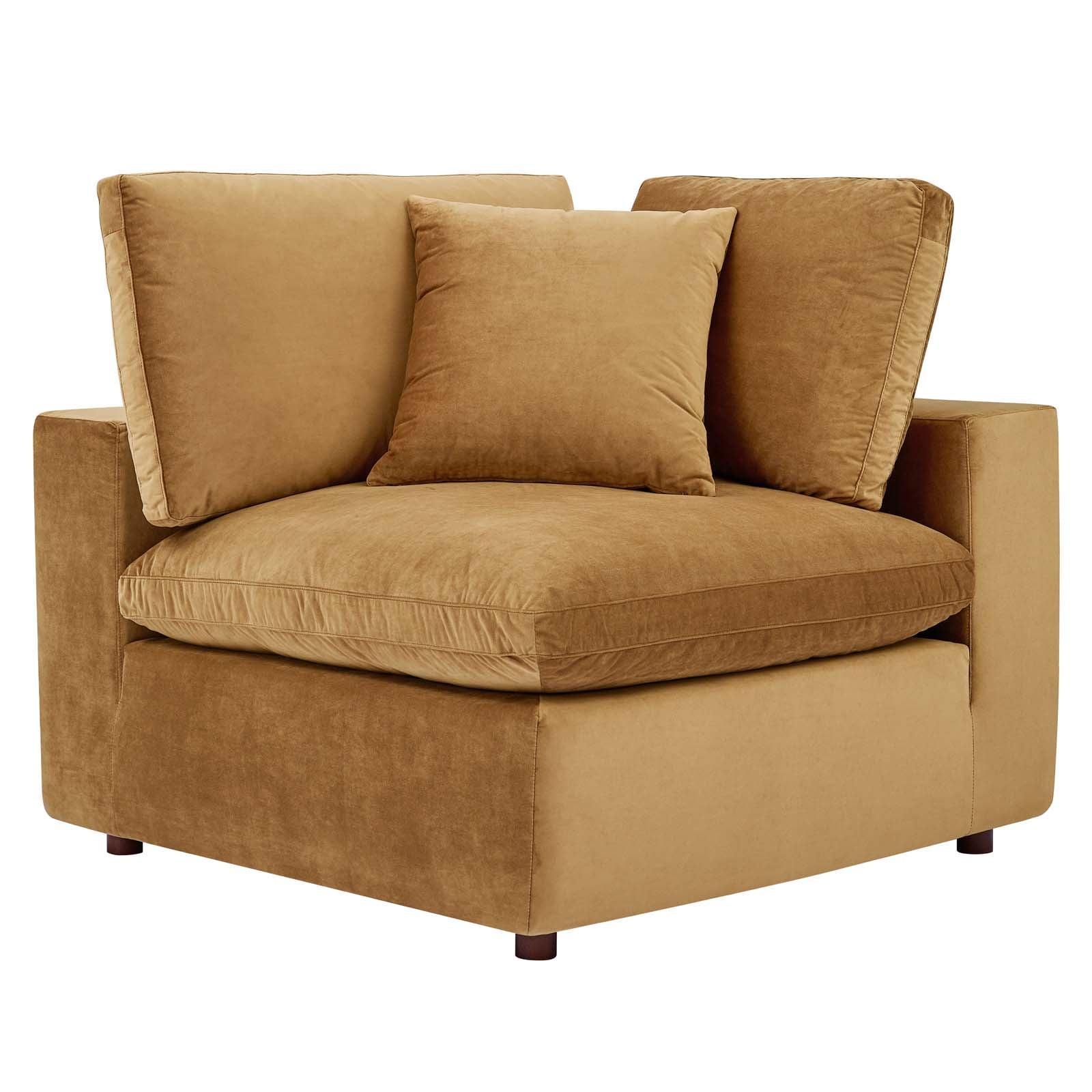 Modway Commix Down Filled Overstuffed Performance Velvet 4-Piece Sectional Sofa FredCo