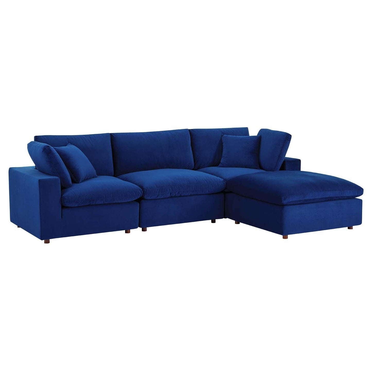 Modway Commix Down Filled Overstuffed Performance Velvet 4-Piece Sectional Sofa FredCo