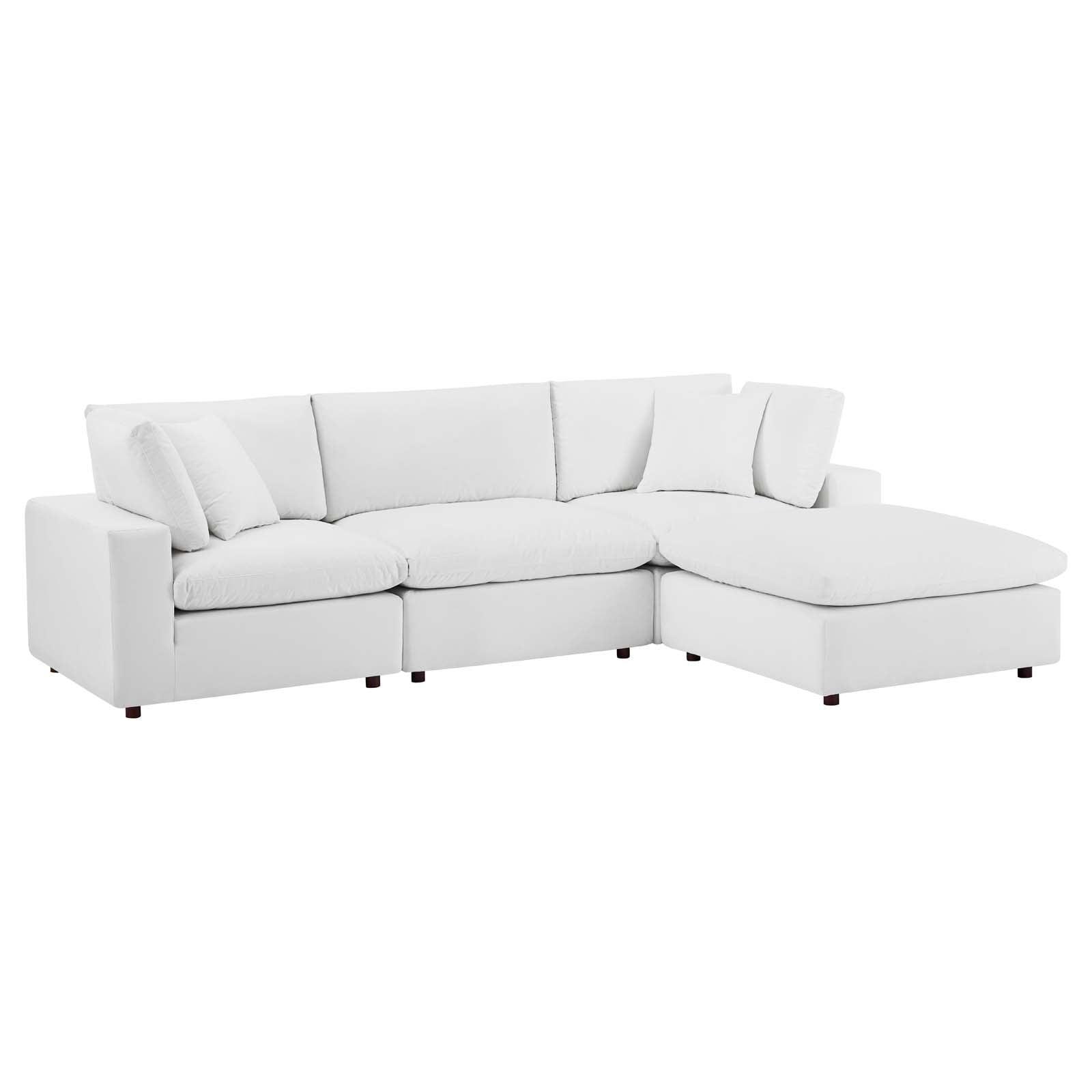 Modway Commix Down Filled Overstuffed Performance Velvet 4-Piece Sectional Sofa FredCo