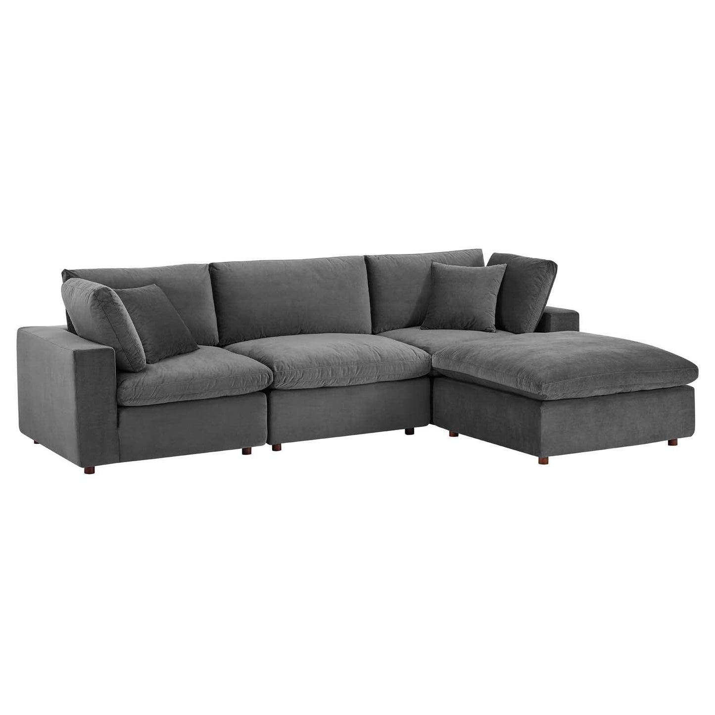 Modway Commix Down Filled Overstuffed Performance Velvet 4-Piece Sectional Sofa FredCo