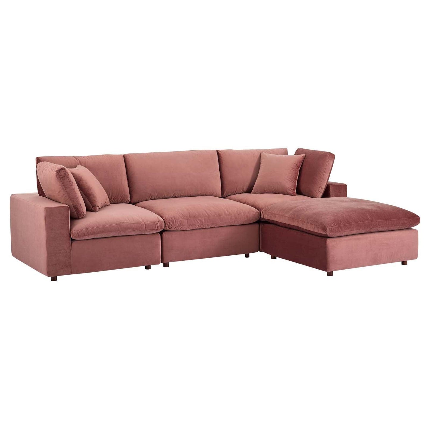 Modway Commix Down Filled Overstuffed Performance Velvet 4-Piece Sectional Sofa FredCo