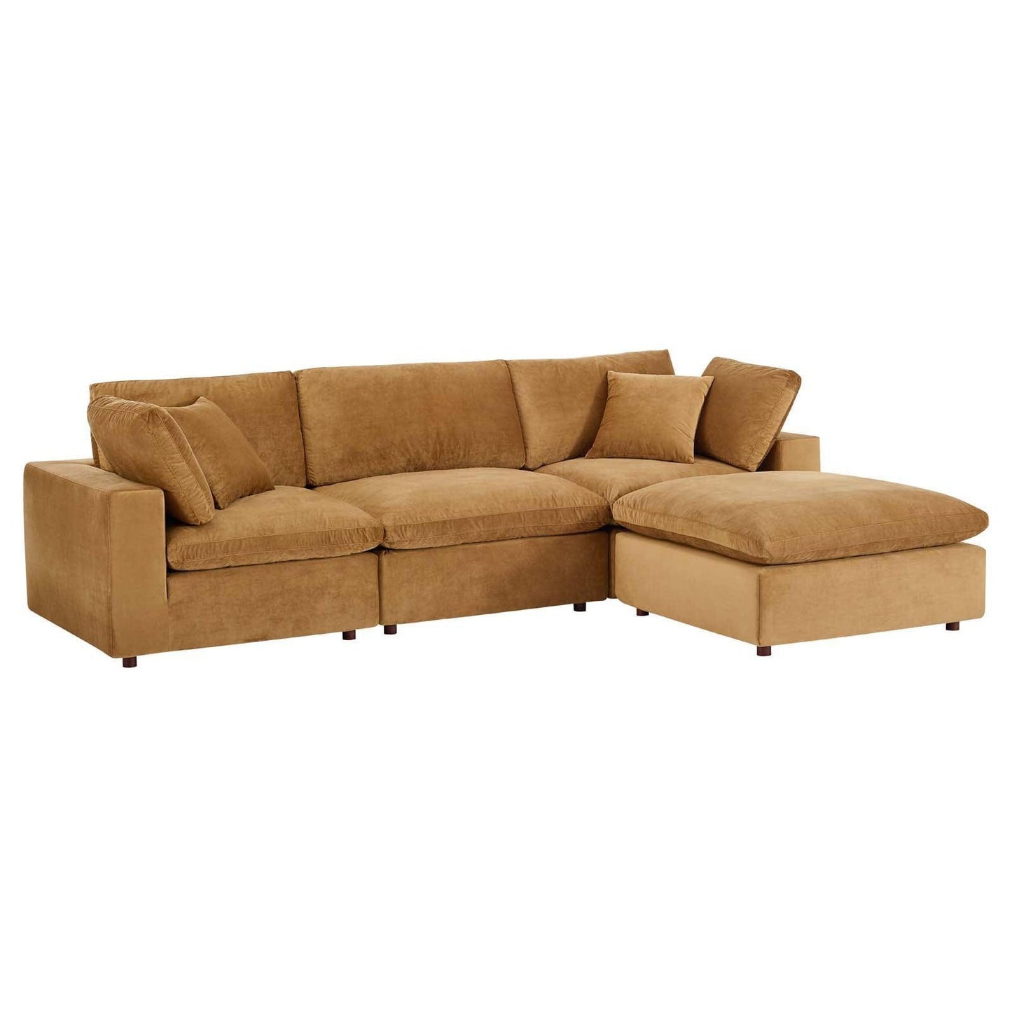 Modway Commix Down Filled Overstuffed Performance Velvet 4-Piece Sectional Sofa FredCo