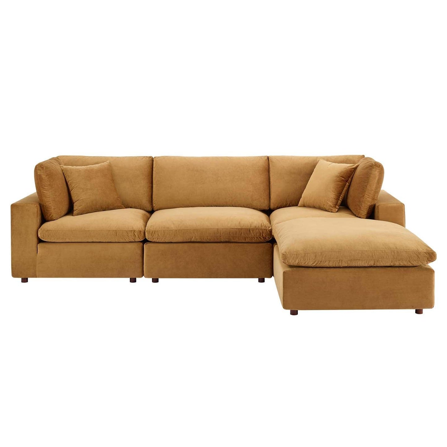 Modway Commix Down Filled Overstuffed Performance Velvet 4-Piece Sectional Sofa FredCo