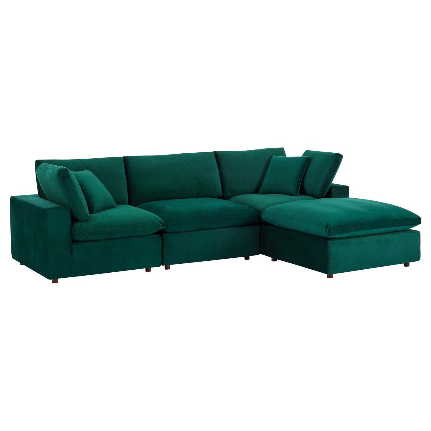 Modway Commix Down Filled Overstuffed Performance Velvet 4-Piece Sectional Sofa FredCo