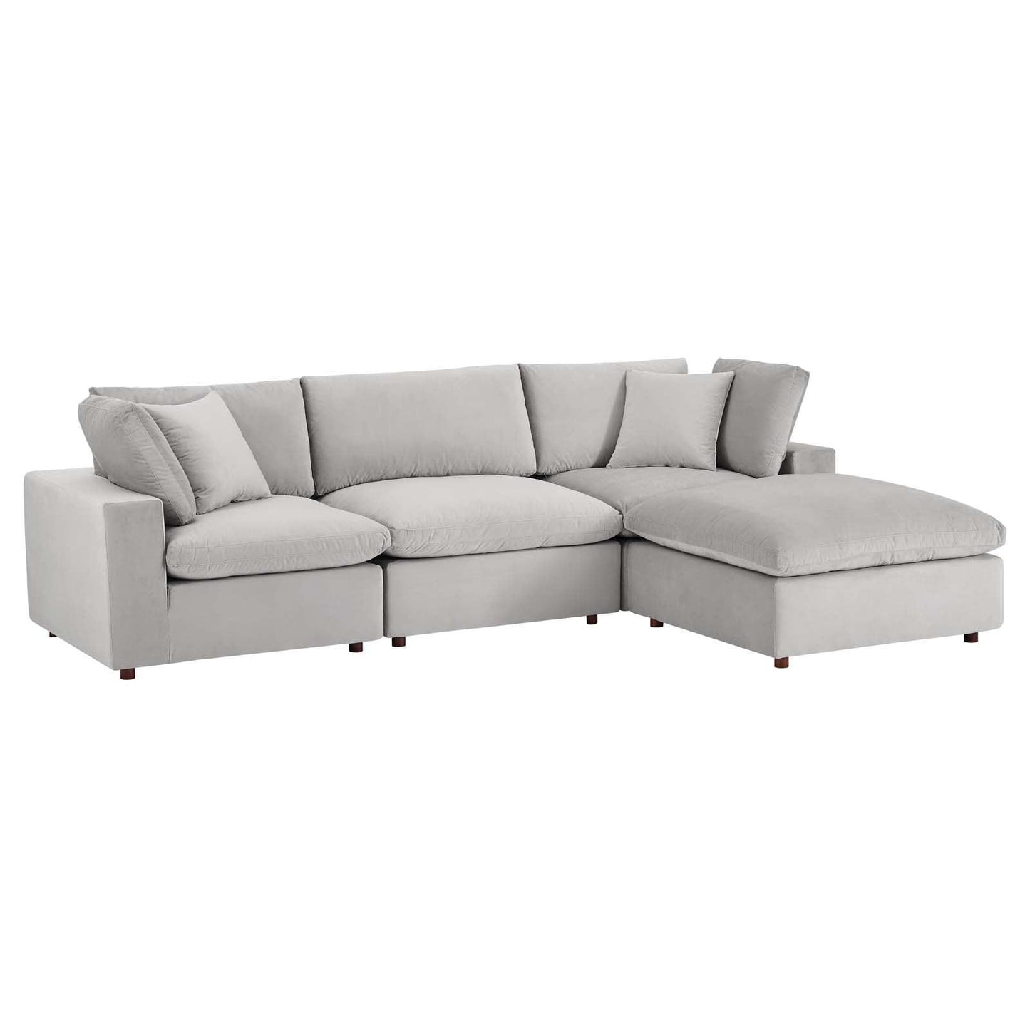 Modway Commix Down Filled Overstuffed Performance Velvet 4-Piece Sectional Sofa FredCo