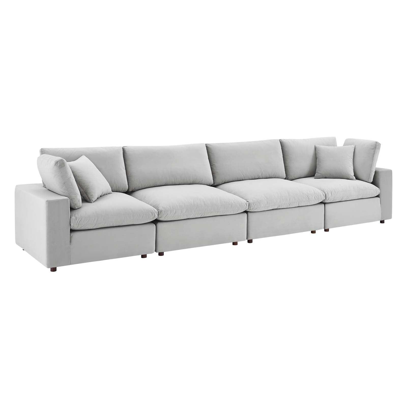 Modway Commix Down Filled Overstuffed Performance Velvet 4-Seater Sofa FredCo
