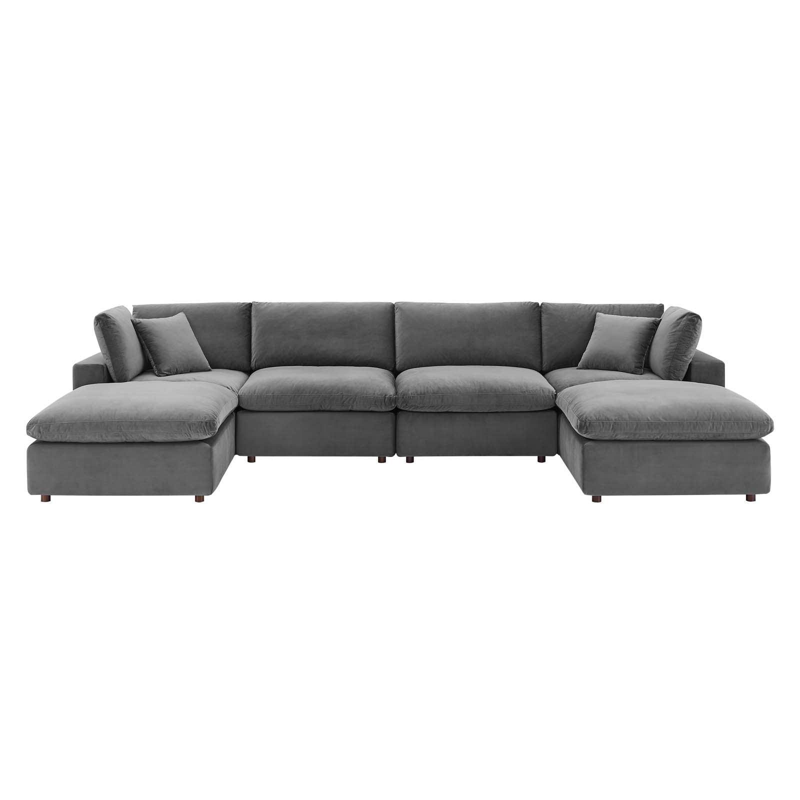 Modway Commix Down Filled Overstuffed Performance Velvet 6-Piece Sectional Sofa FredCo