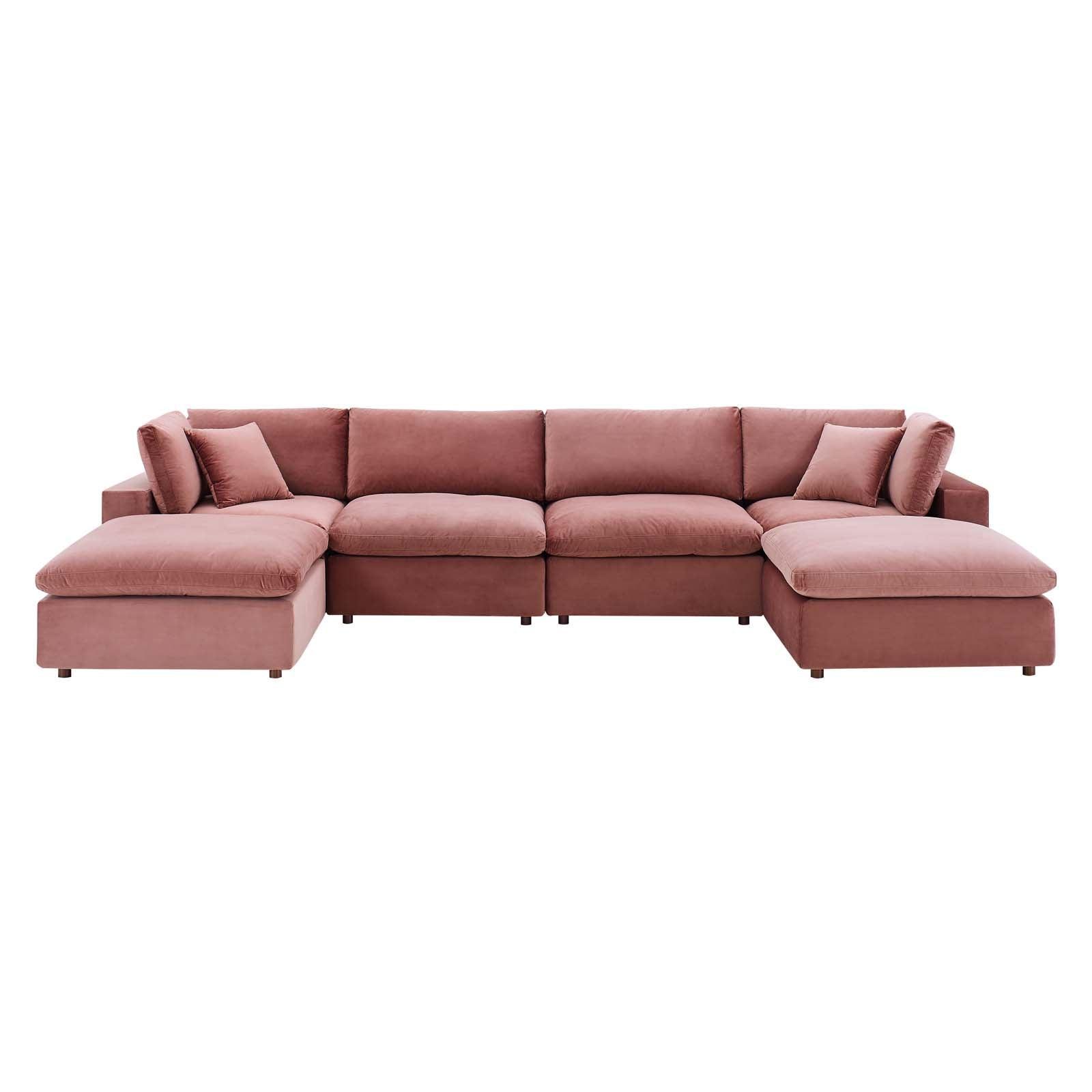 Modway Commix Down Filled Overstuffed Performance Velvet 6-Piece Sectional Sofa FredCo