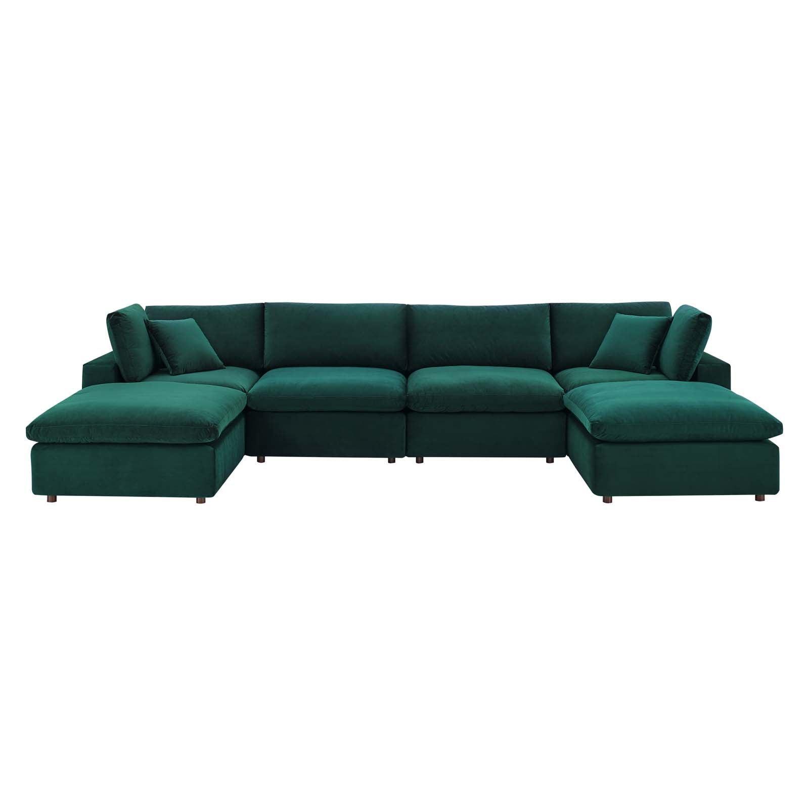 Modway Commix Down Filled Overstuffed Performance Velvet 6-Piece Sectional Sofa FredCo