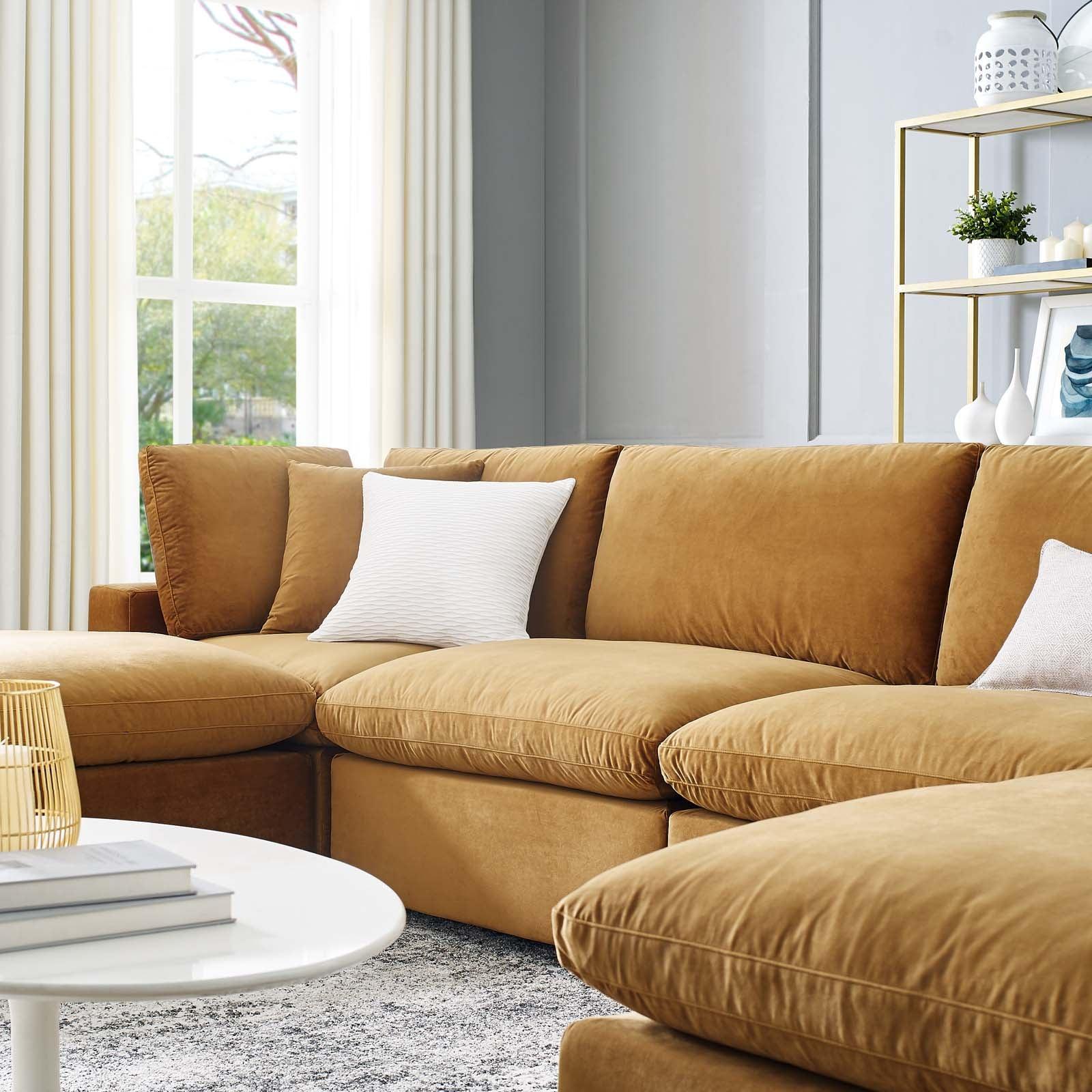 Modway Commix Down Filled Overstuffed Performance Velvet 6-Piece Sectional Sofa FredCo