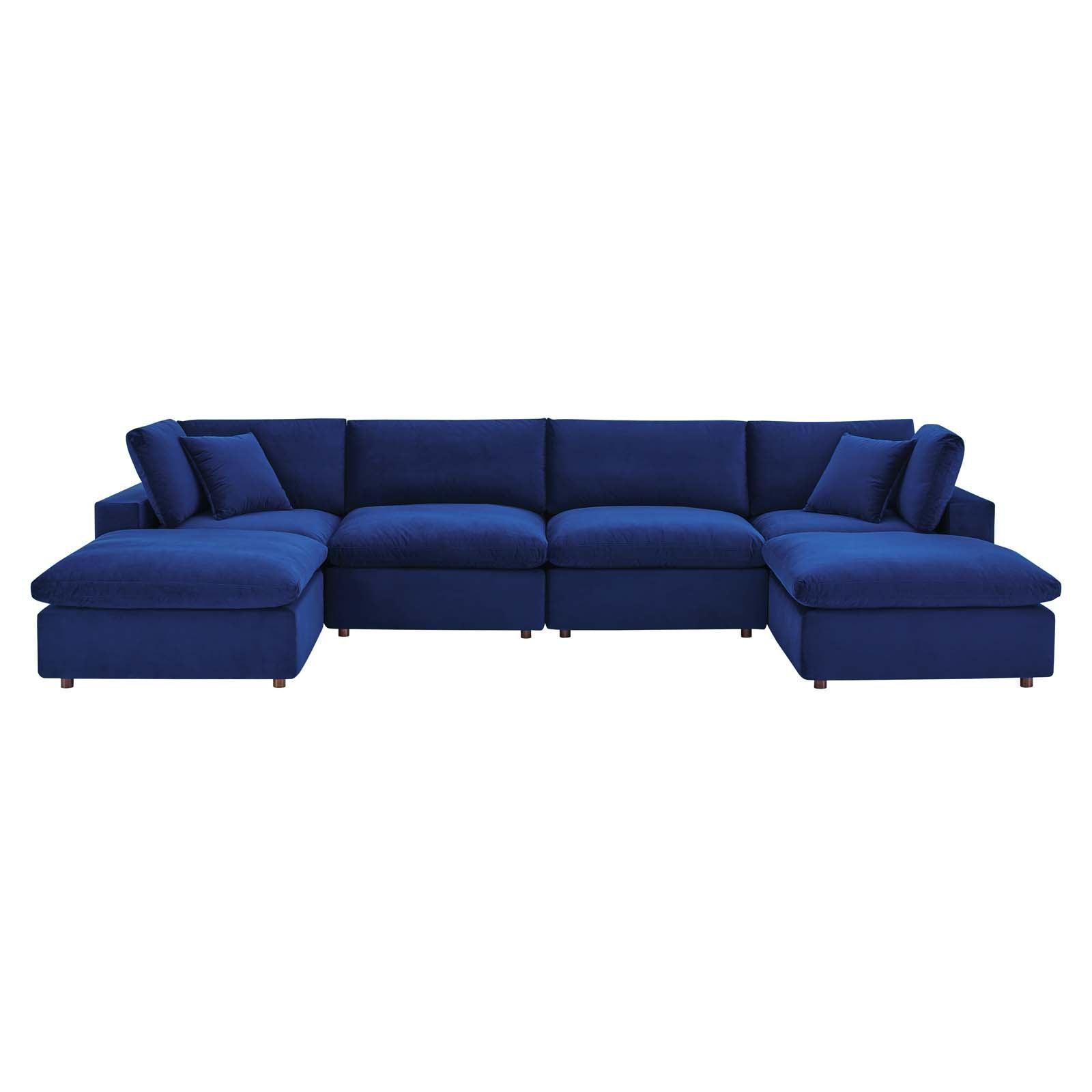 Modway Commix Down Filled Overstuffed Performance Velvet 6-Piece Sectional Sofa FredCo