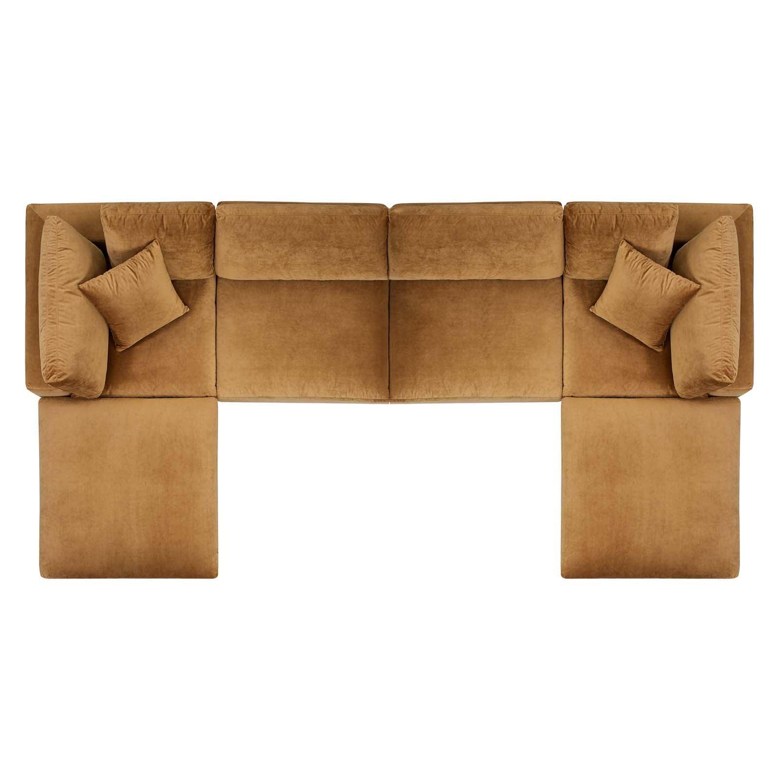 Modway Commix Down Filled Overstuffed Performance Velvet 6-Piece Sectional Sofa FredCo