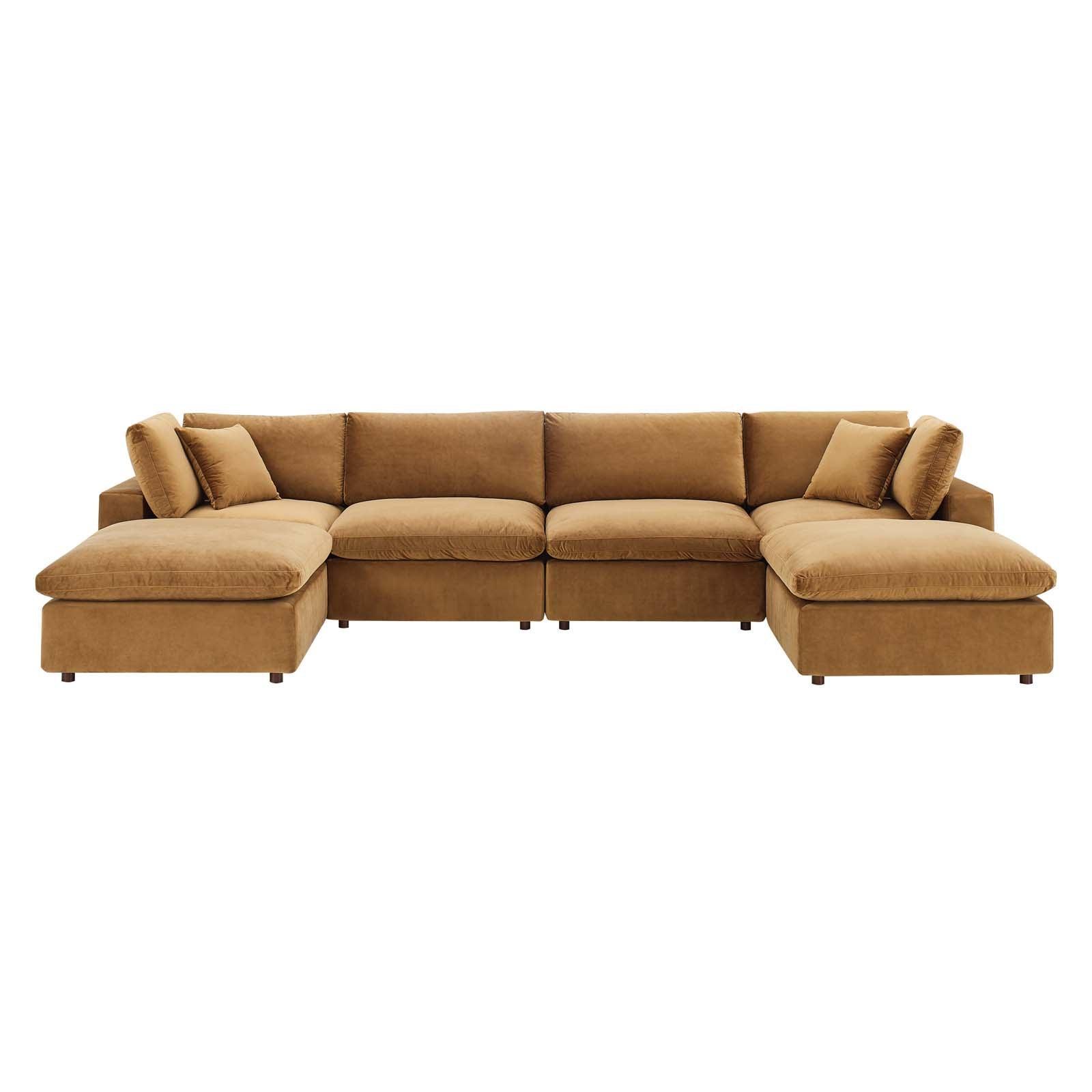 Modway Commix Down Filled Overstuffed Performance Velvet 6-Piece Sectional Sofa FredCo