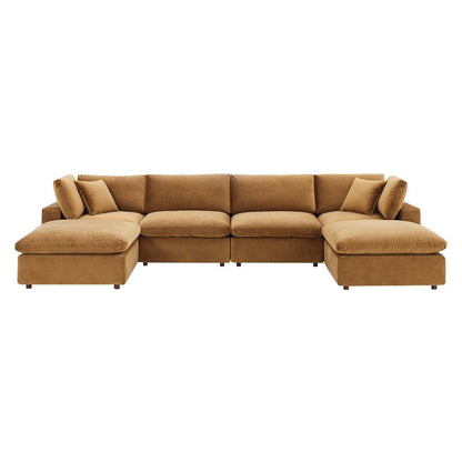 Modway Commix Down Filled Overstuffed Performance Velvet 6-Piece Sectional Sofa FredCo
