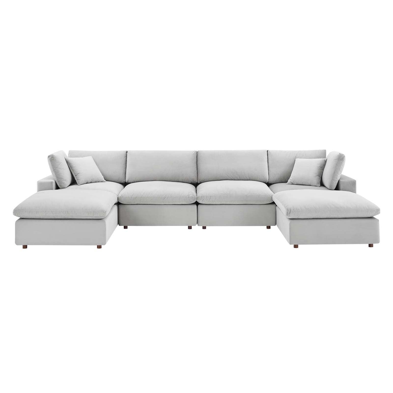 Modway Commix Down Filled Overstuffed Performance Velvet 6-Piece Sectional Sofa FredCo