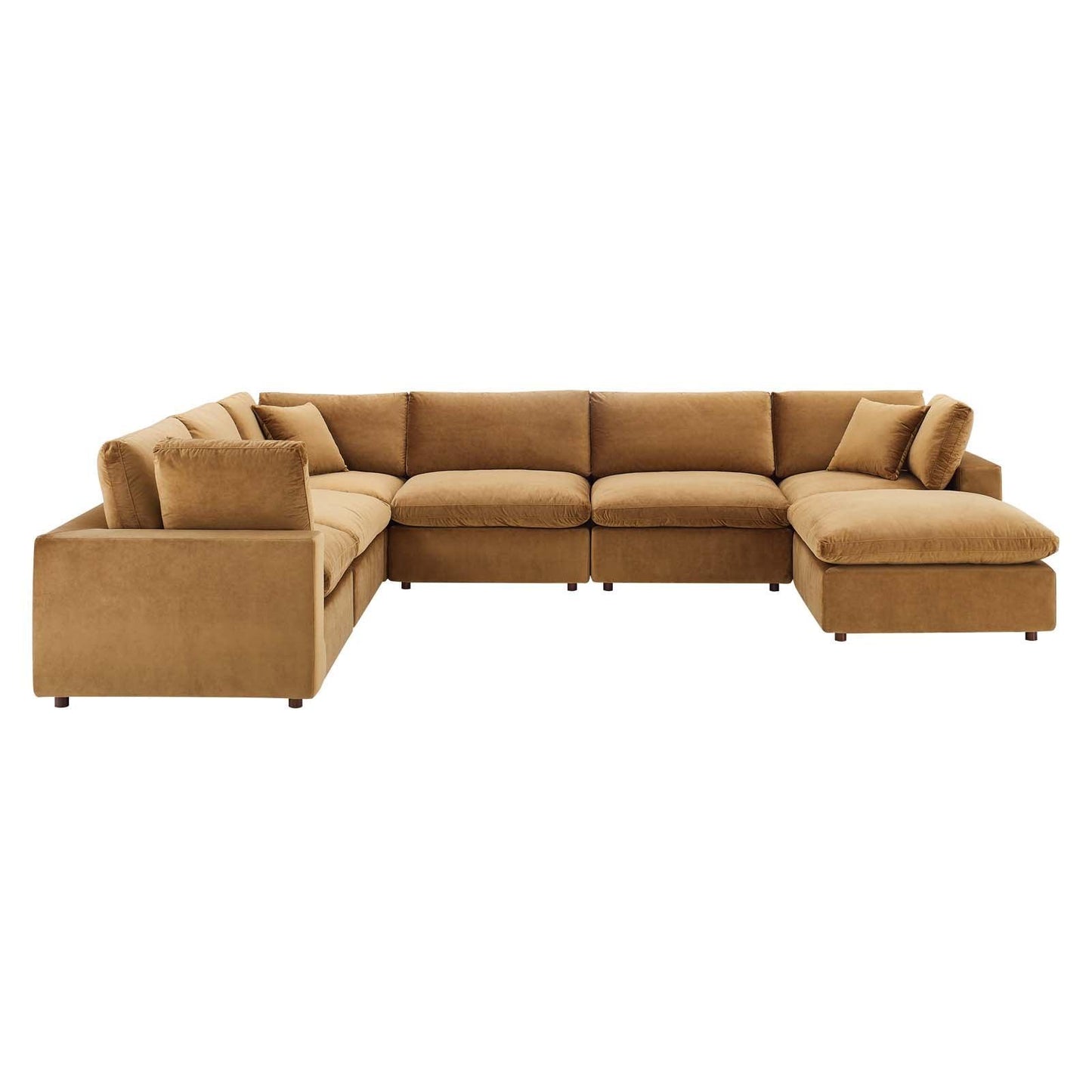 Modway Commix Down Filled Overstuffed Performance Velvet 7-Piece Sectional Sofa FredCo
