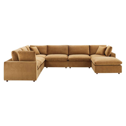 Modway Commix Down Filled Overstuffed Performance Velvet 7-Piece Sectional Sofa FredCo