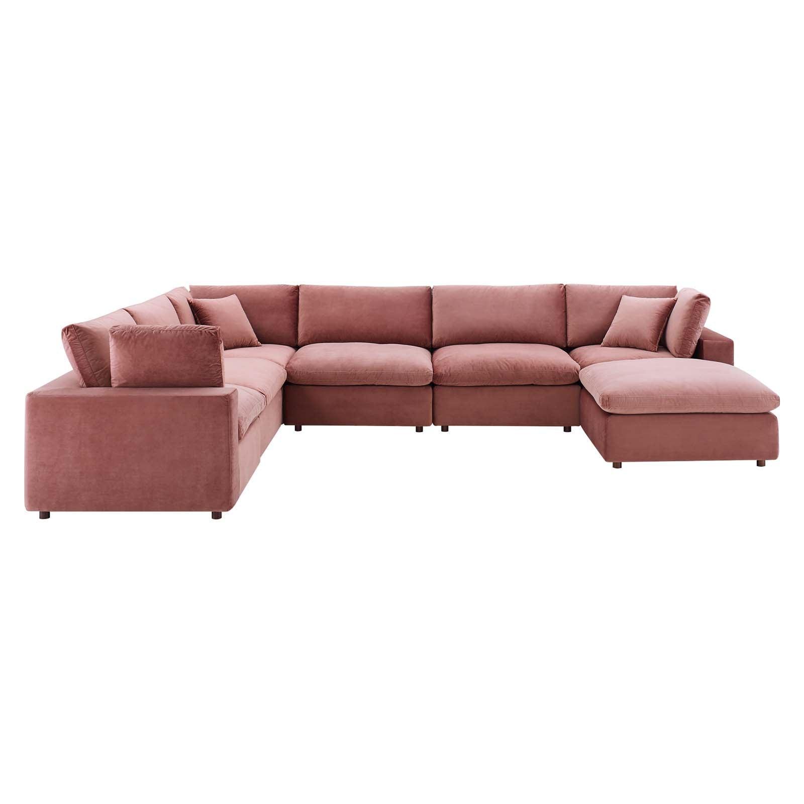 Modway Commix Down Filled Overstuffed Performance Velvet 7-Piece Sectional Sofa FredCo